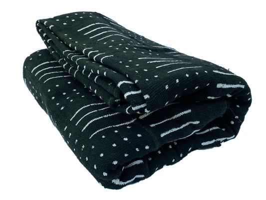 # 3849 LG African Black and White Mud Cloth Textile Mali 63" by 85"