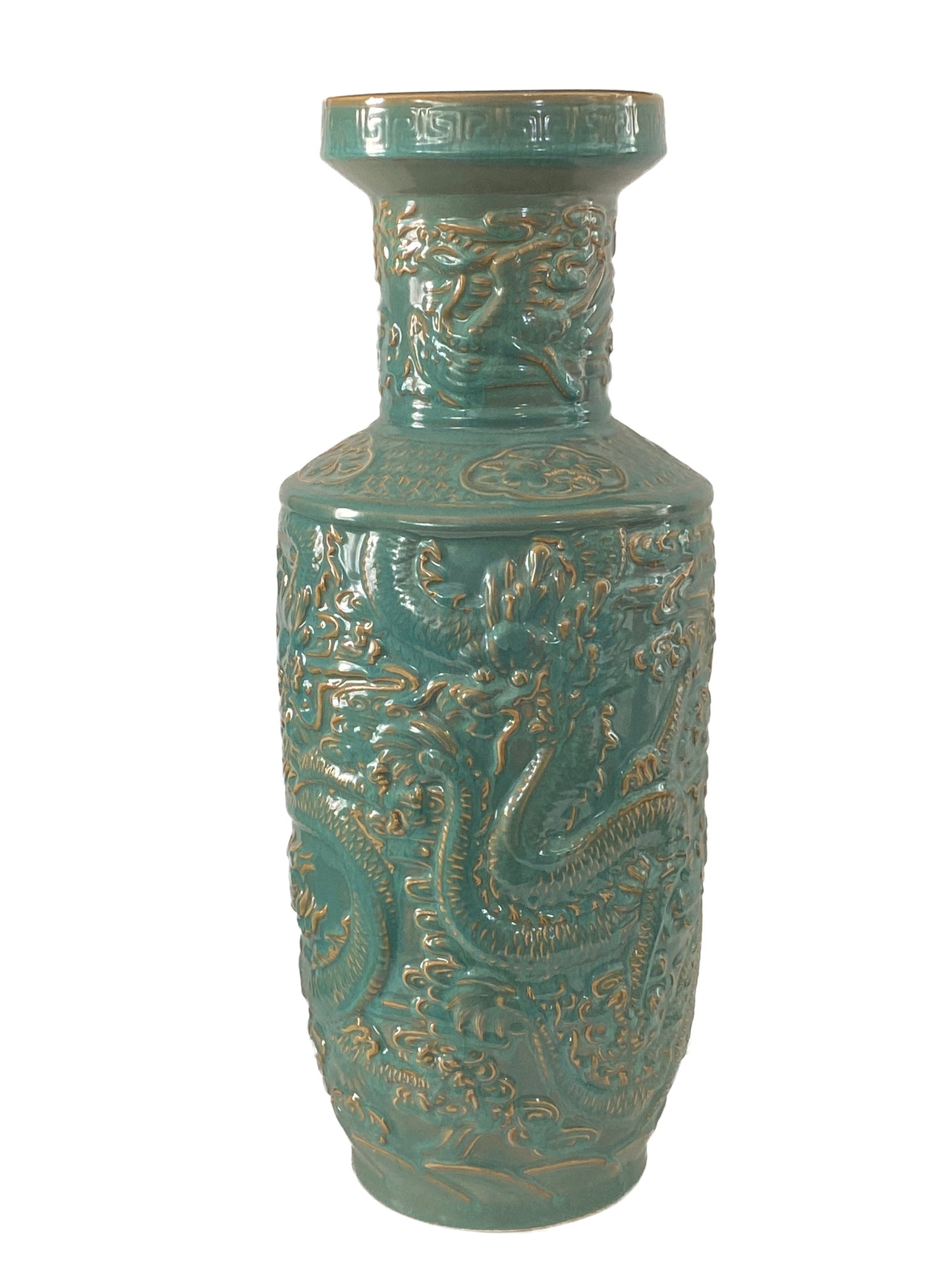 #3375 Chinoiserie Large Porcelain Dragon Vase 26.5" H