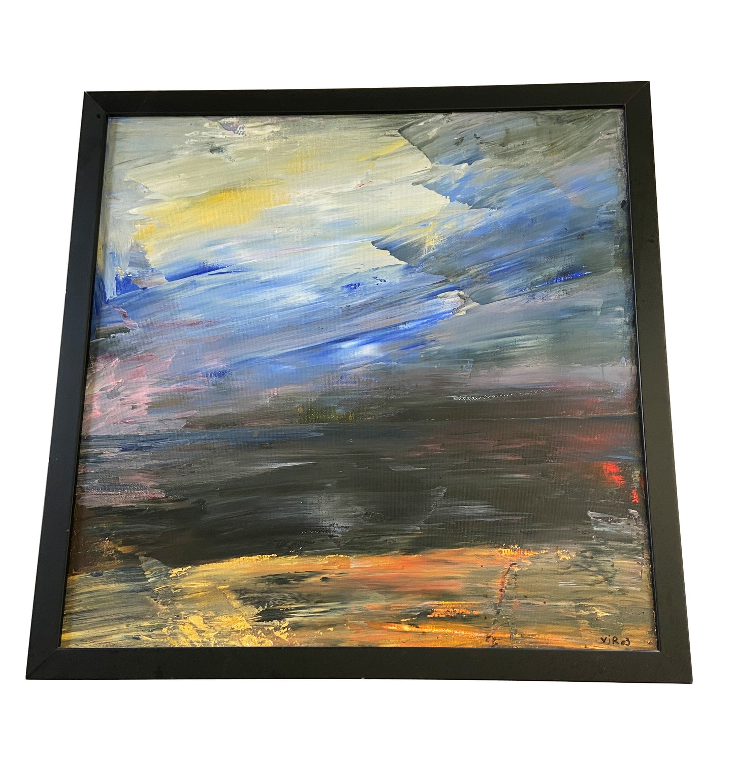 #2185 Abstract Acrylic on Canvas Framed / Signed Yjr
