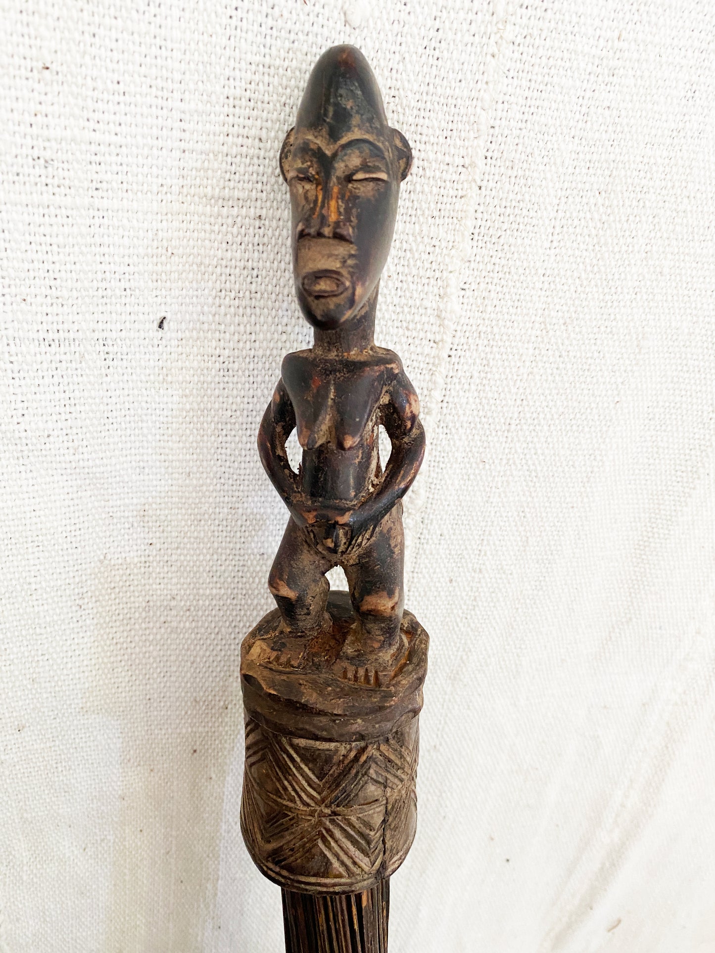 #517 African Baule Broom With Female Figure