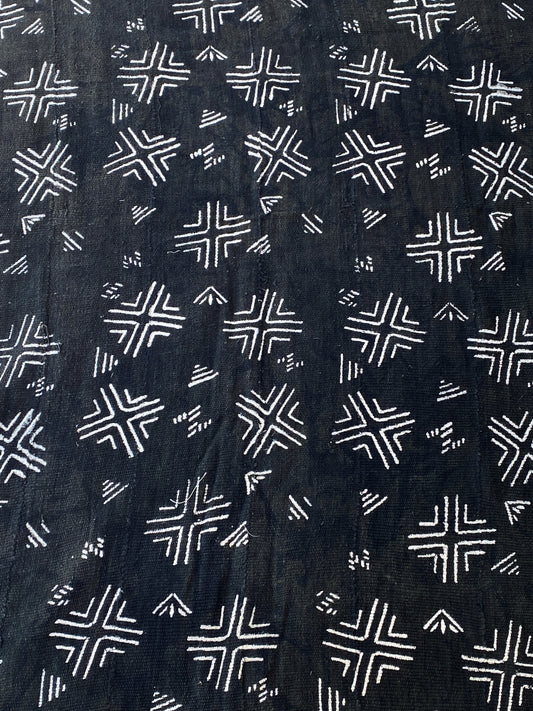 # 3864 African Black and White Mud Cloth Textile Mali 42" by 62"