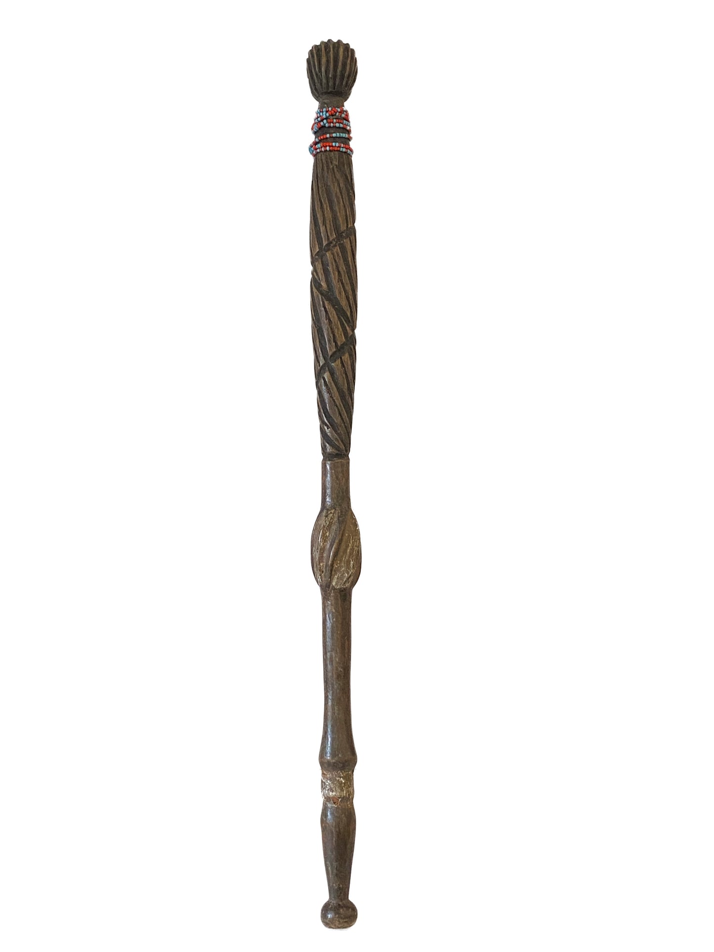 #3485 African Old Bassa Leader Wood Stick Liberia 22.5" H