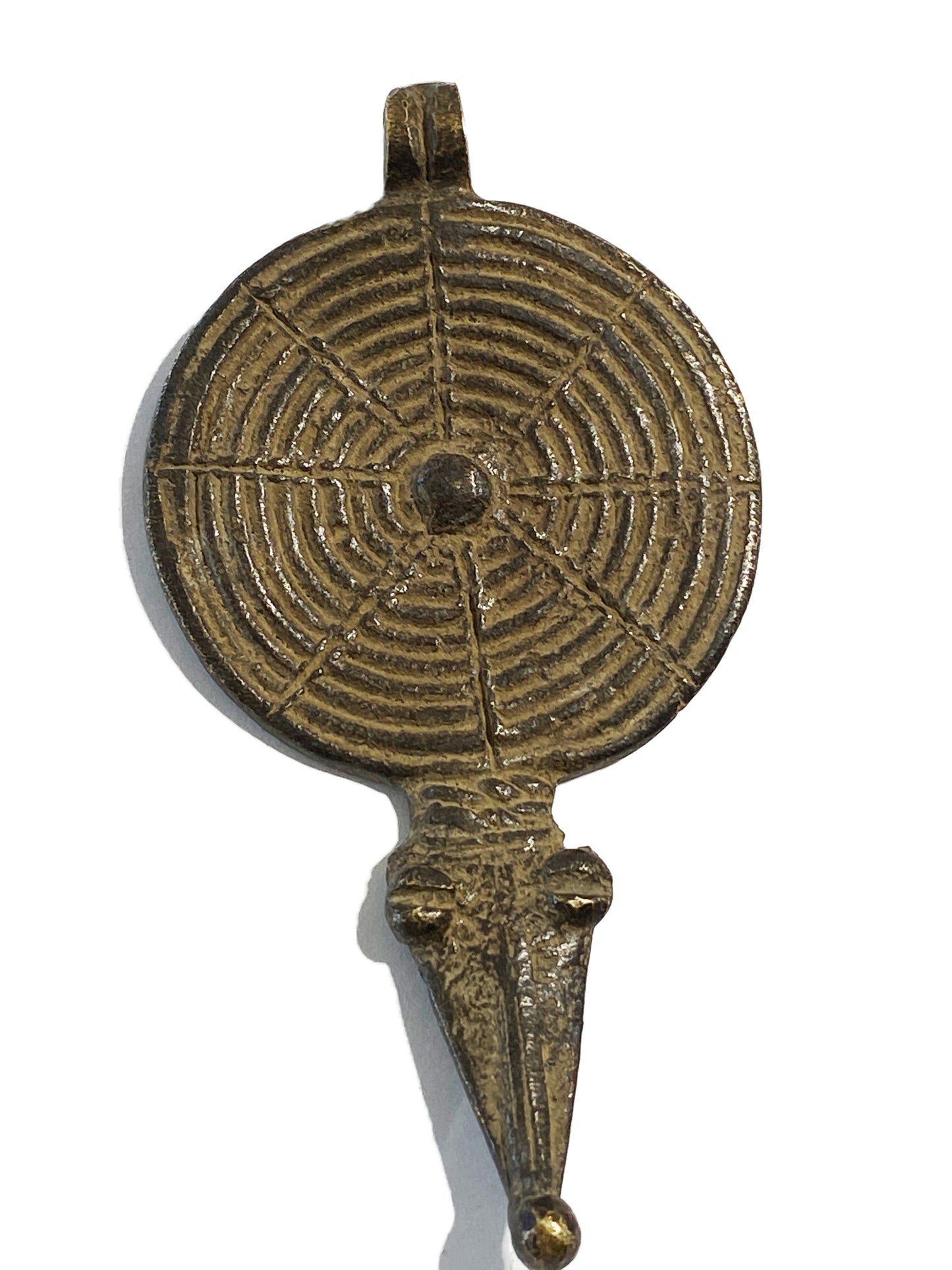 #4162 Superb Gan Bronze Amulet Pendant of Ornate Serpent Burkina Faso 3.75" H