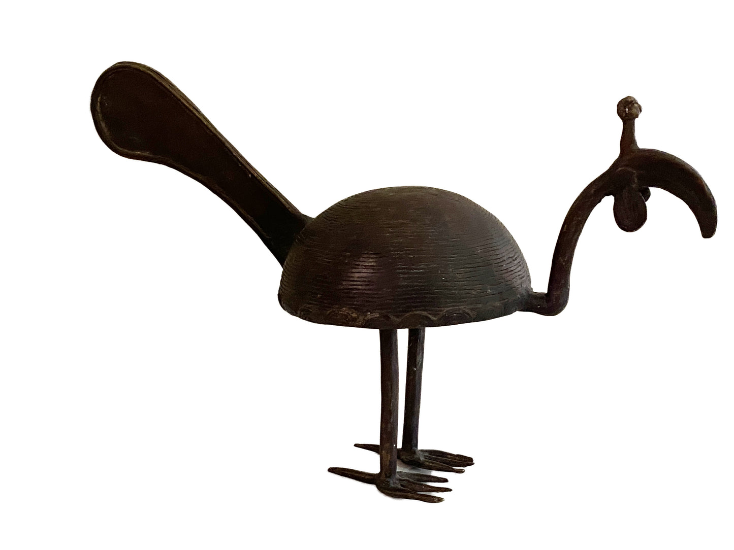#3677 Lg Bronze Ahanti Bird Sculpture Ghana
