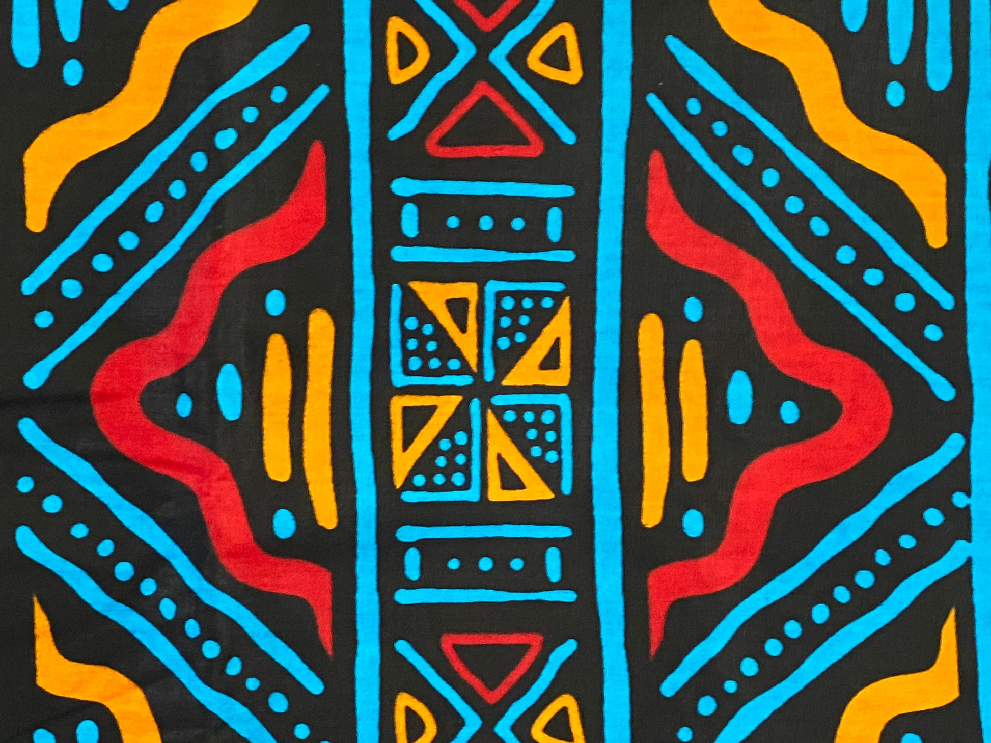 Blue Pink and Yellow Kente Cloth