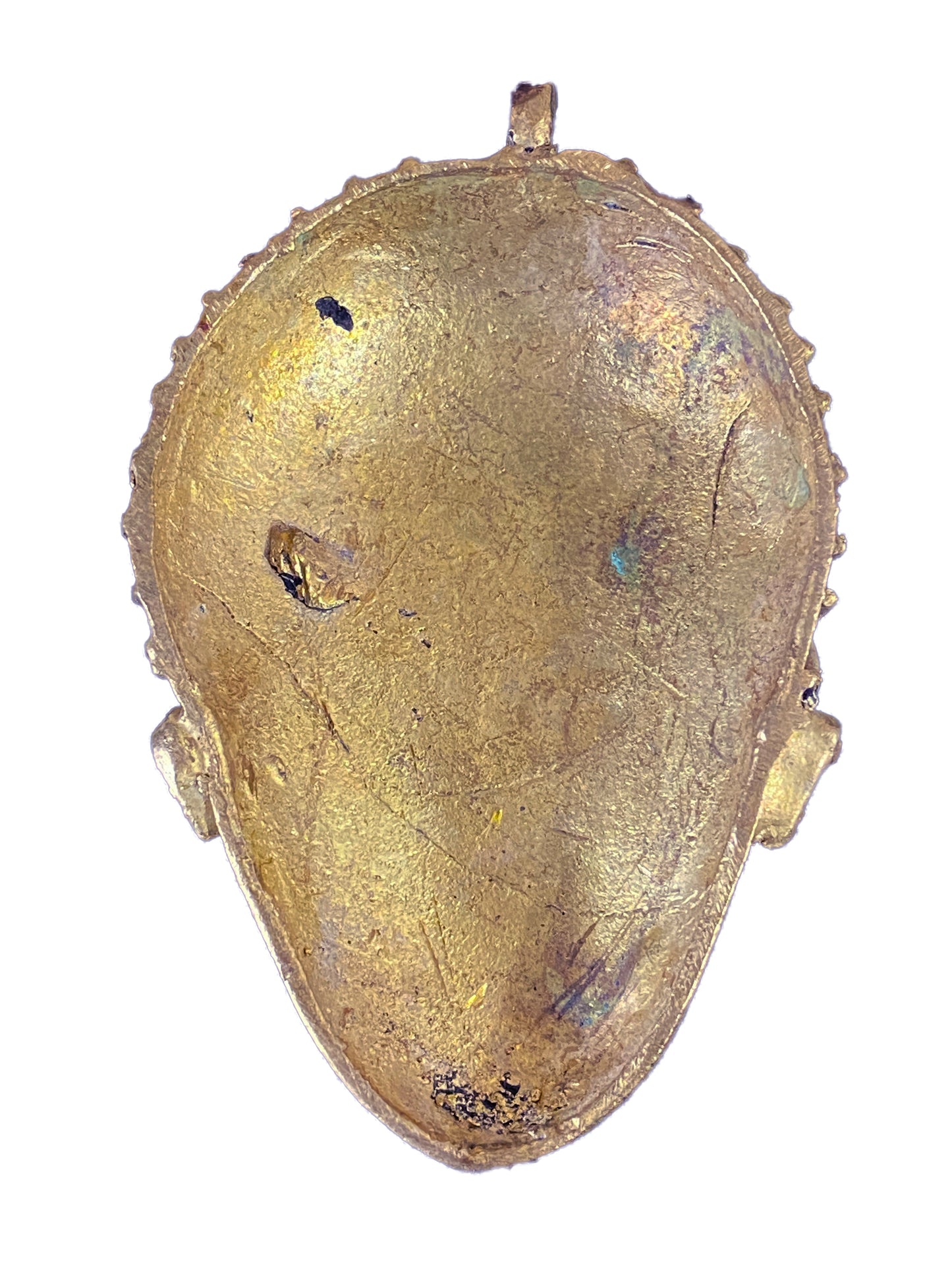 #4338 African Baule Gold Weight Passport/Pendant Bronze Mask 3.5" h