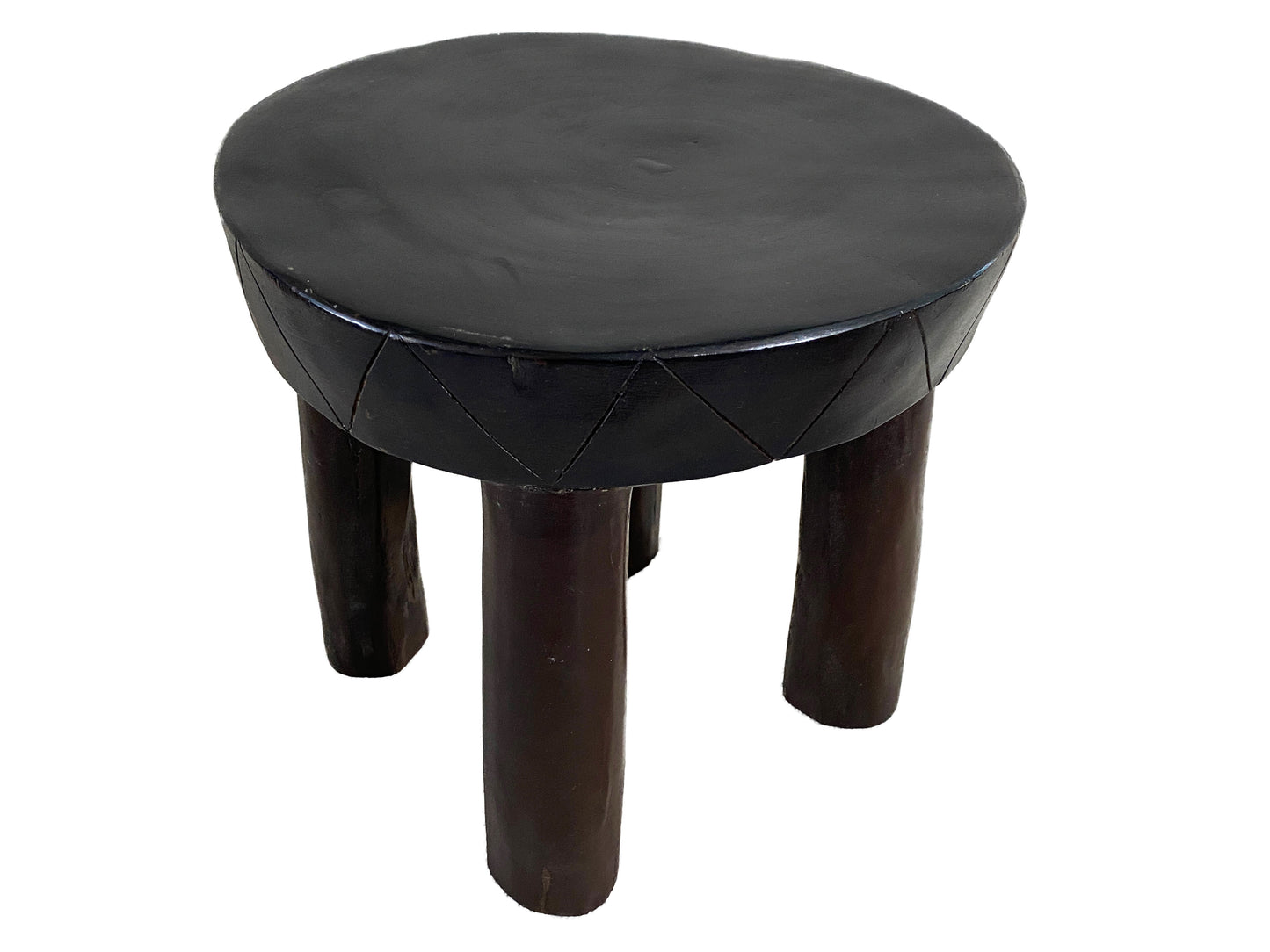 # 4386/26 African Old Carved Wood Milk Stool Hehe Gogo People Tanzania 10" H
