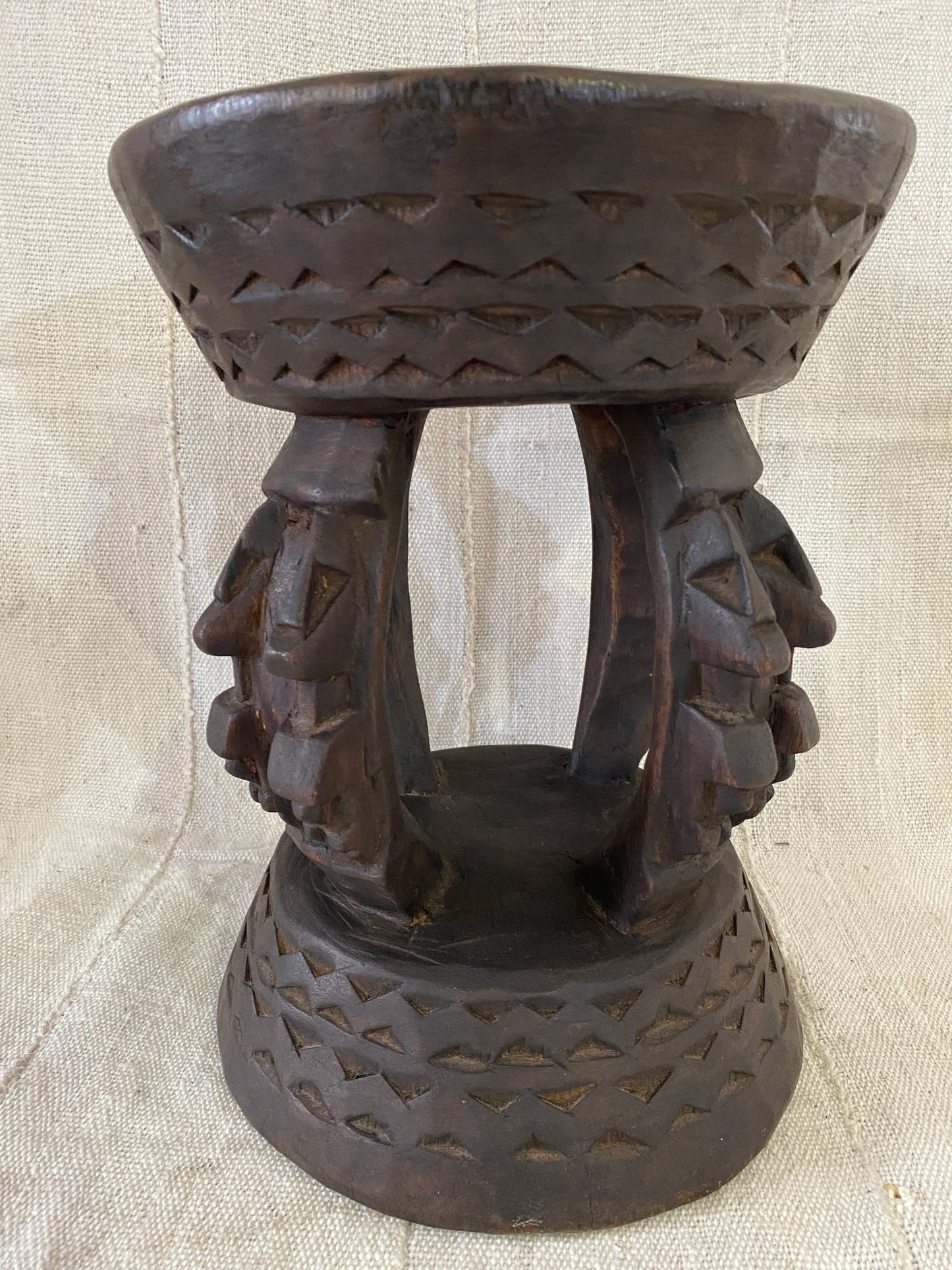 #3293 African Dogon Carved Wood Milk Stool Mali