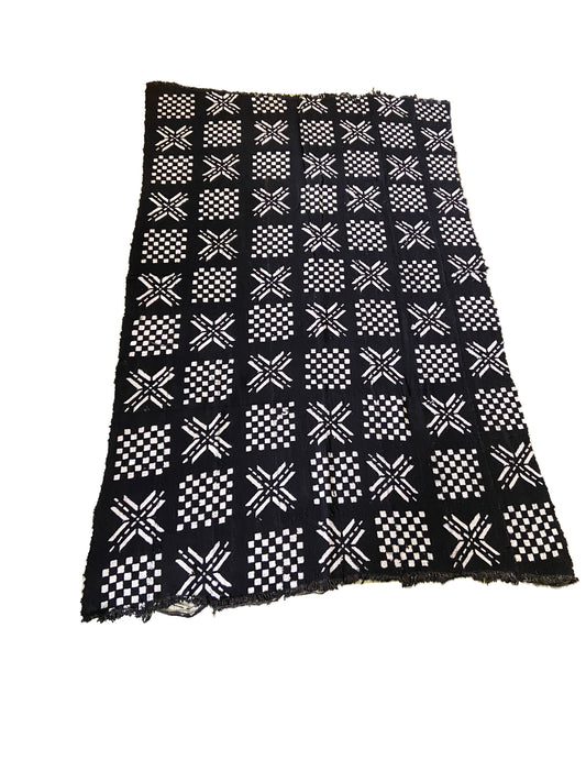 #3573 Malian Black & White Mud Cloth Textile 65" by 42"