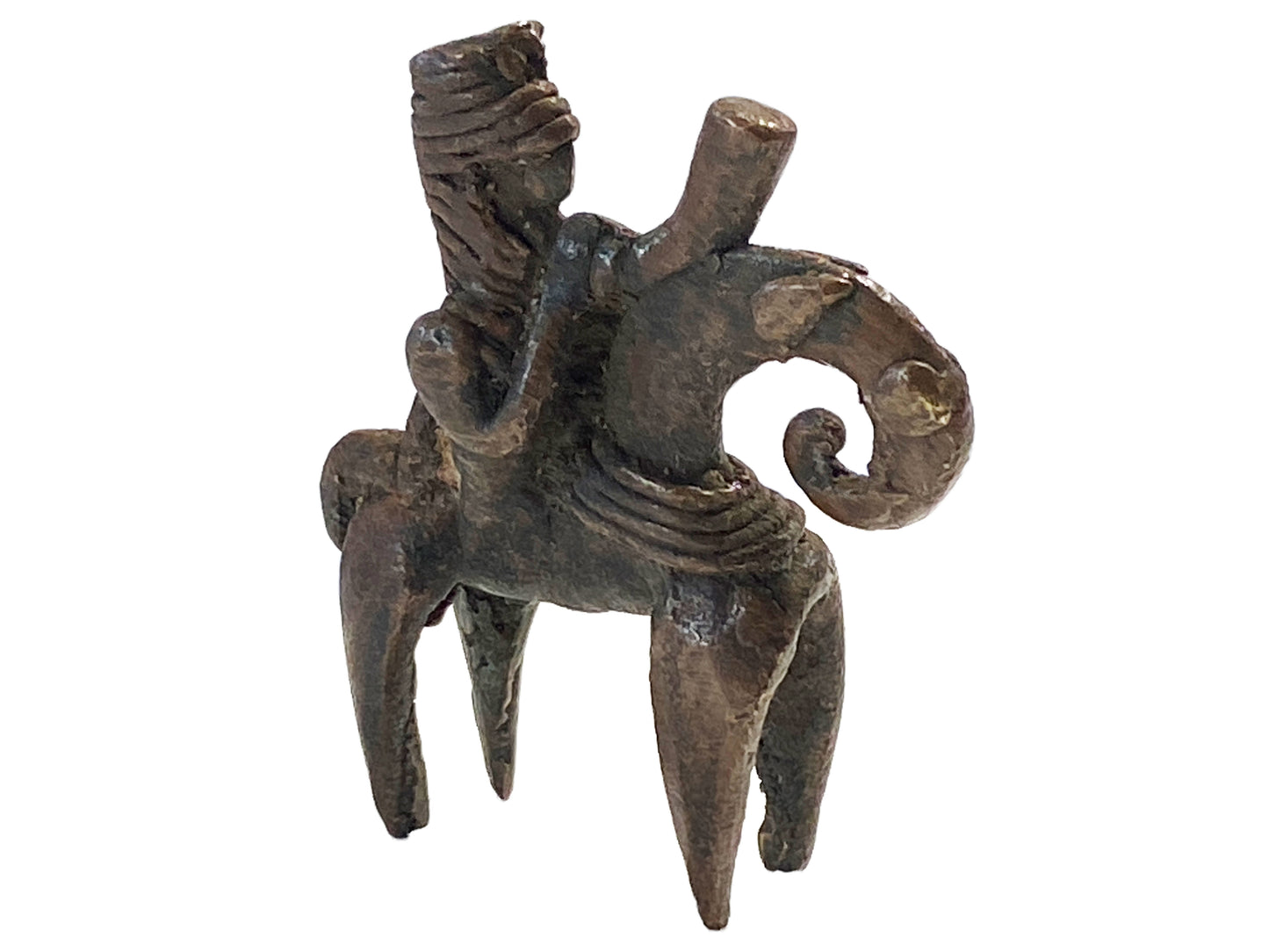 #4158 African Dogon Bronze Horseman Gold Weight Mali