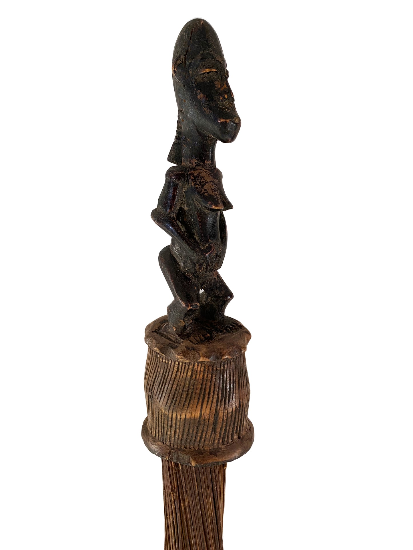 #3965 African Baule Broom With Female Figure 33" H