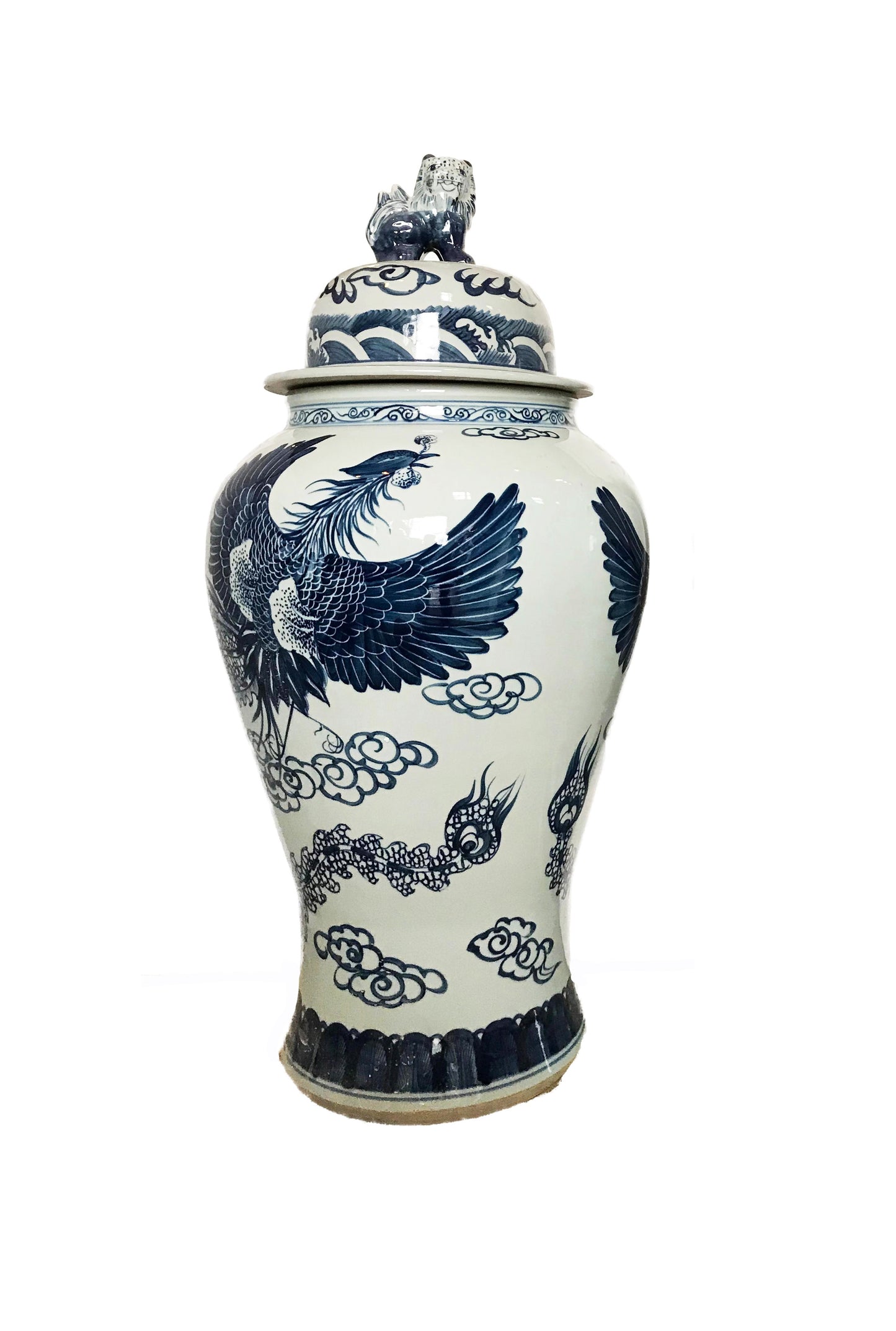 #942 Mansion Size Chinoiserie Blue & White Porcelain Ginger Jar 35" H