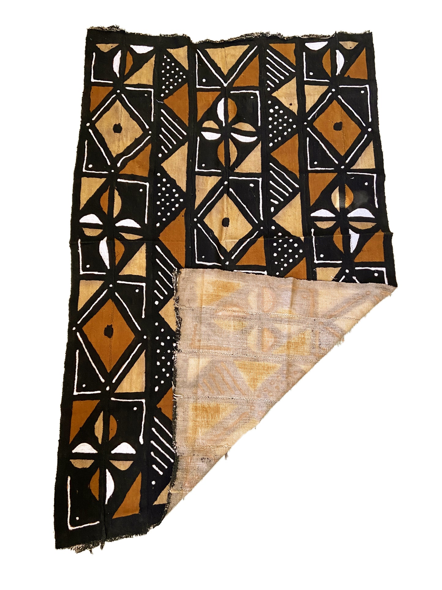 African Brown/Mustard/Black/White Mud Cloth Mali  40" By 67" #3575