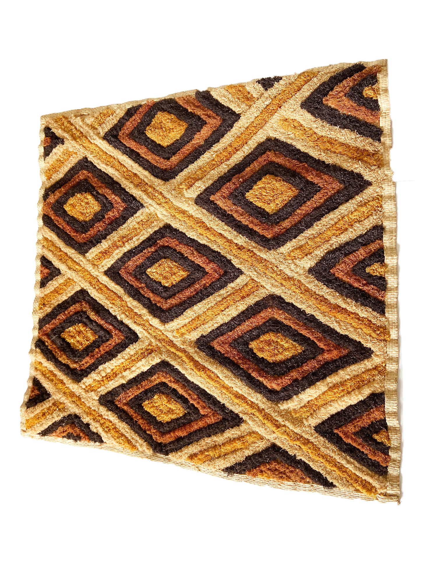 #2101 African Kuba Kasai Velvet Raffia Textile Zaire 22.25 "by 23"