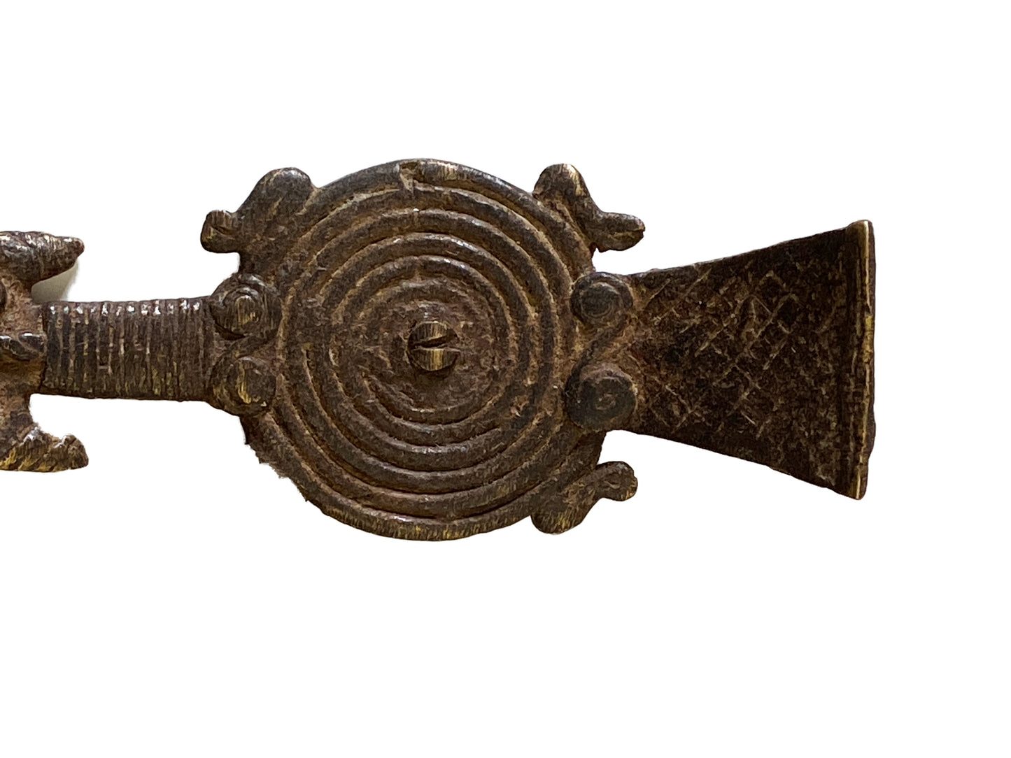 #2228 Unique Gan Bronze Amulet Talisman Pendant of A Serpent Burkina Faso 4" H