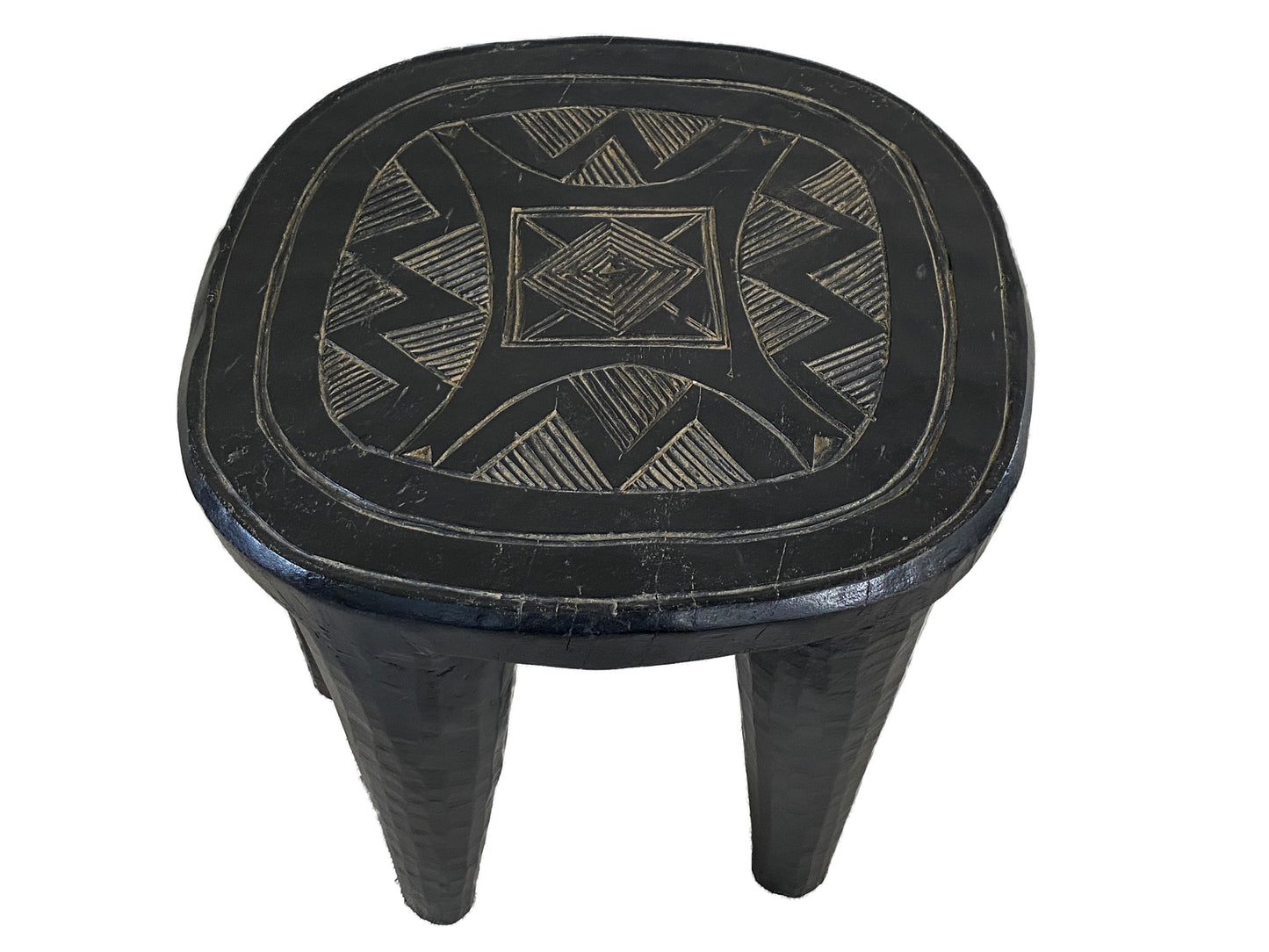 #4387 Superb African   Nupe Stool / Table Nigeria  15.25" W by 12" H