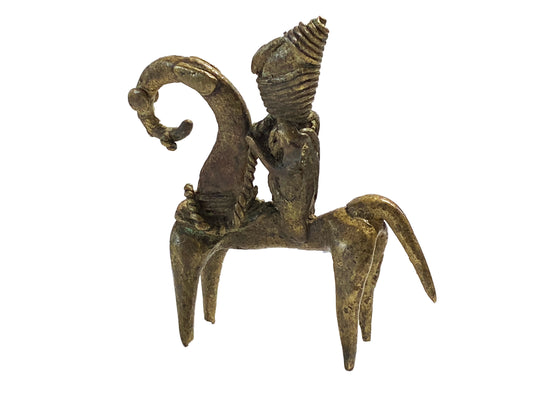 #4157 African Dogon Bronze Horseman Gold Weight Mali  3" H