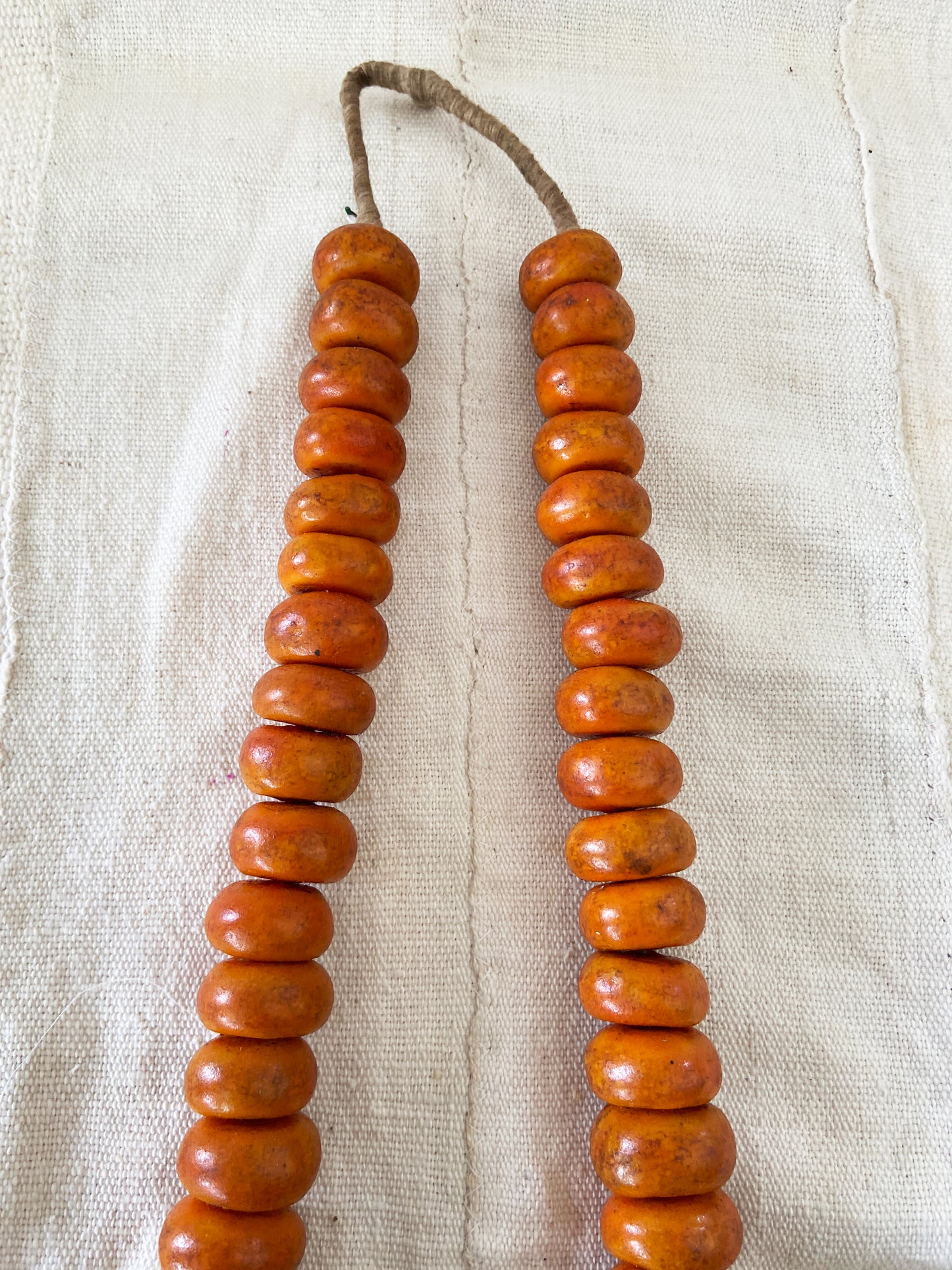Superb Vintage African Simulated Amber Necklace W/ 50 Trade Beads
