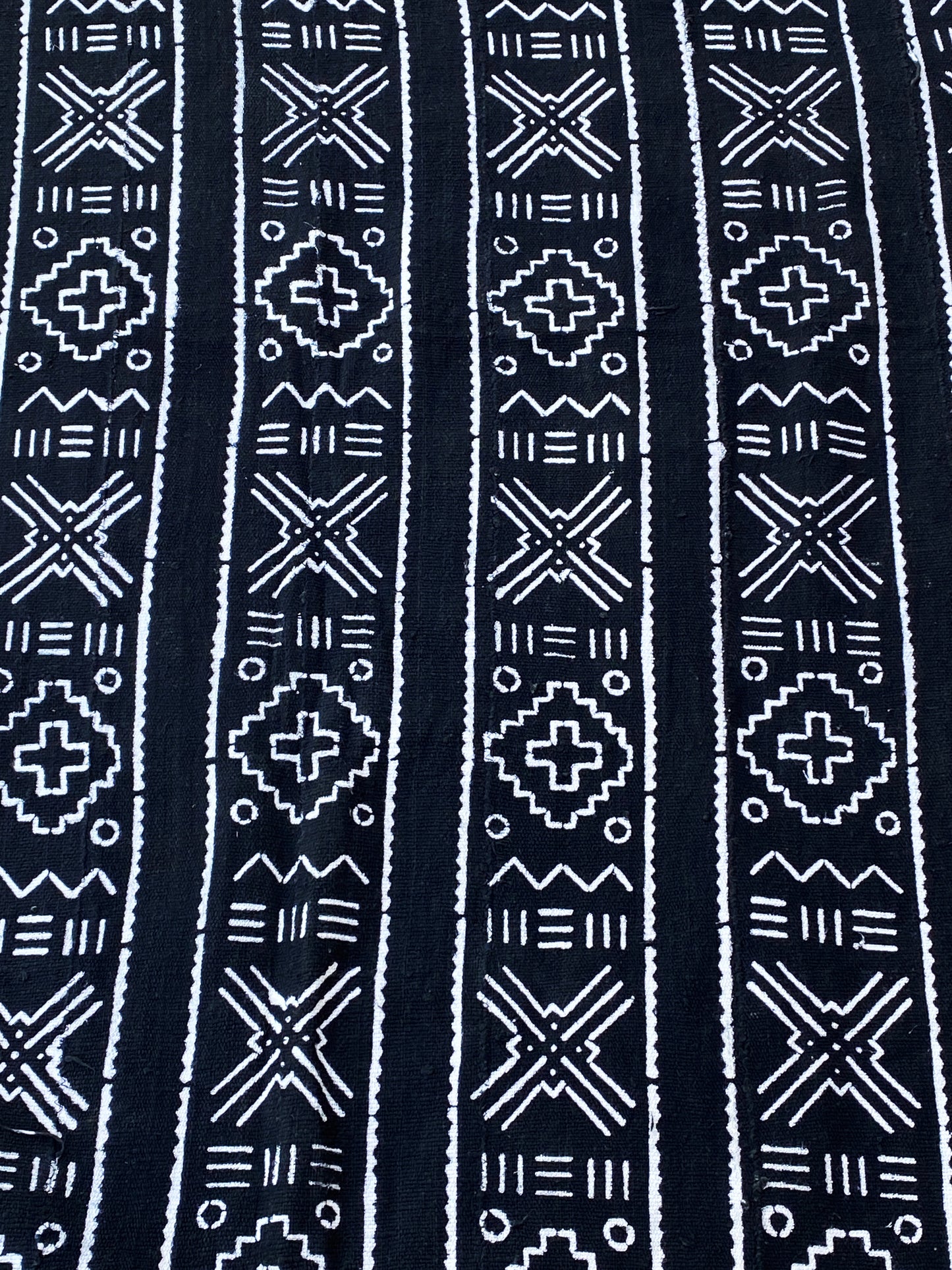 # 3854 African Black and White Mud Cloth Textile Mali 42" by 68"