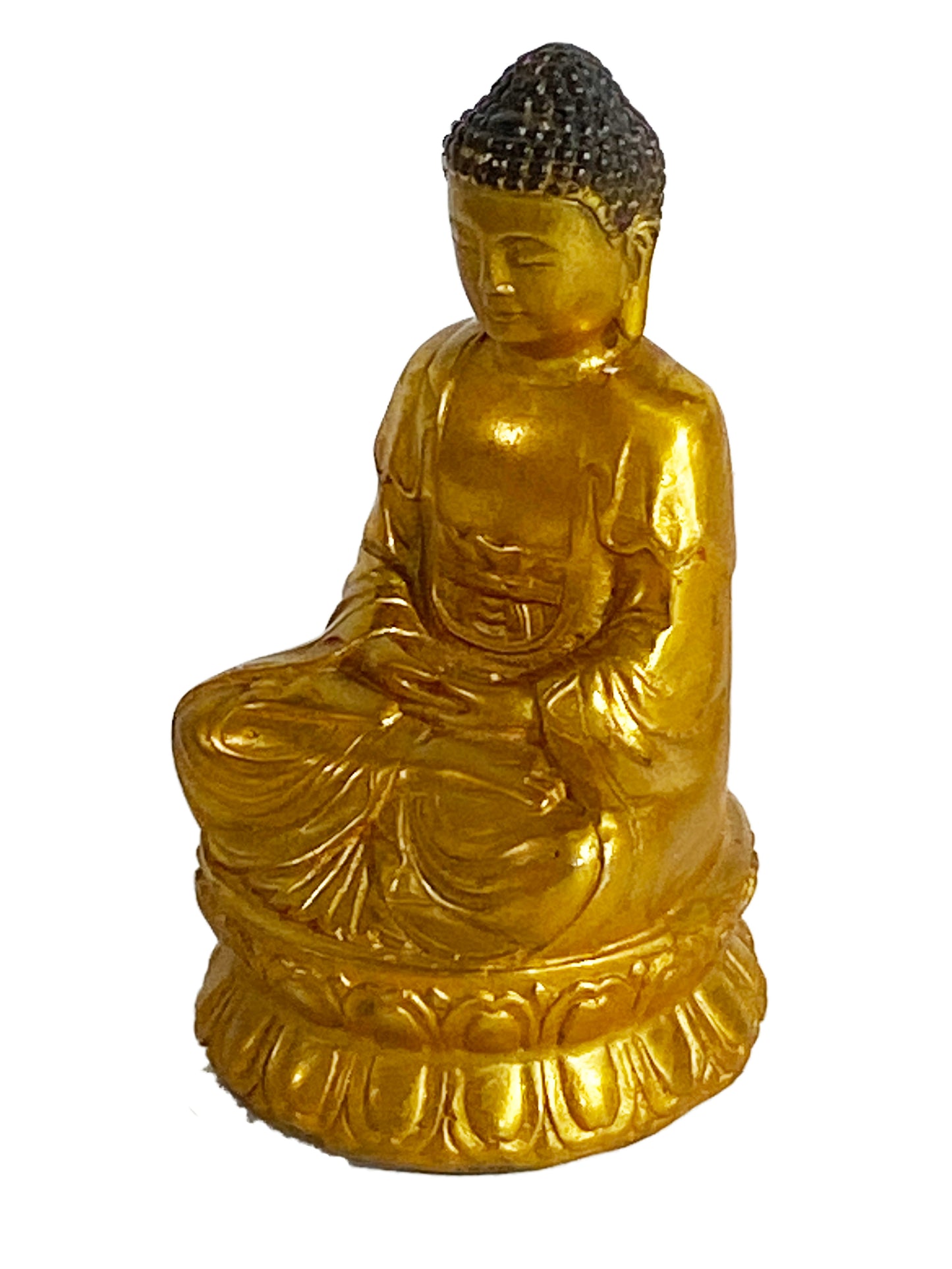 #4065 Gilt Bronze  Meditating Serenity Calming Buddha 4.5" H