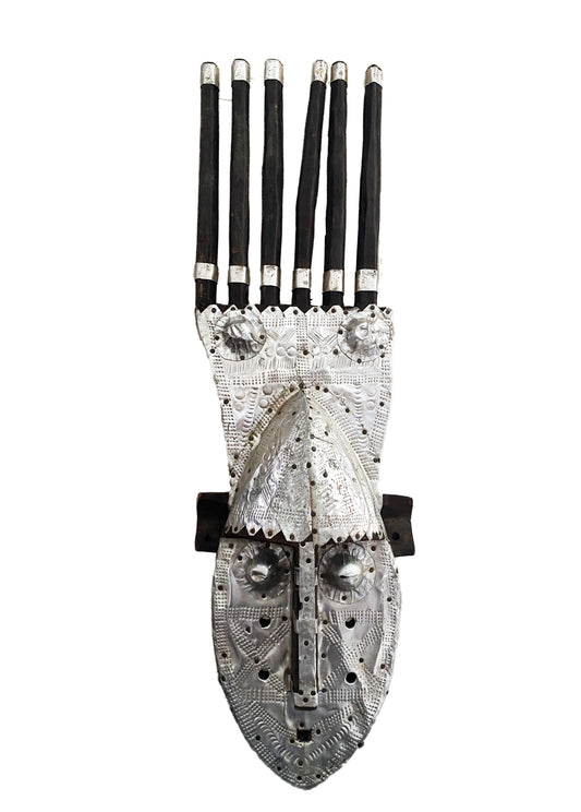 African Bamana Ntomo Mask w/ Aluminum 24.75" H #3060