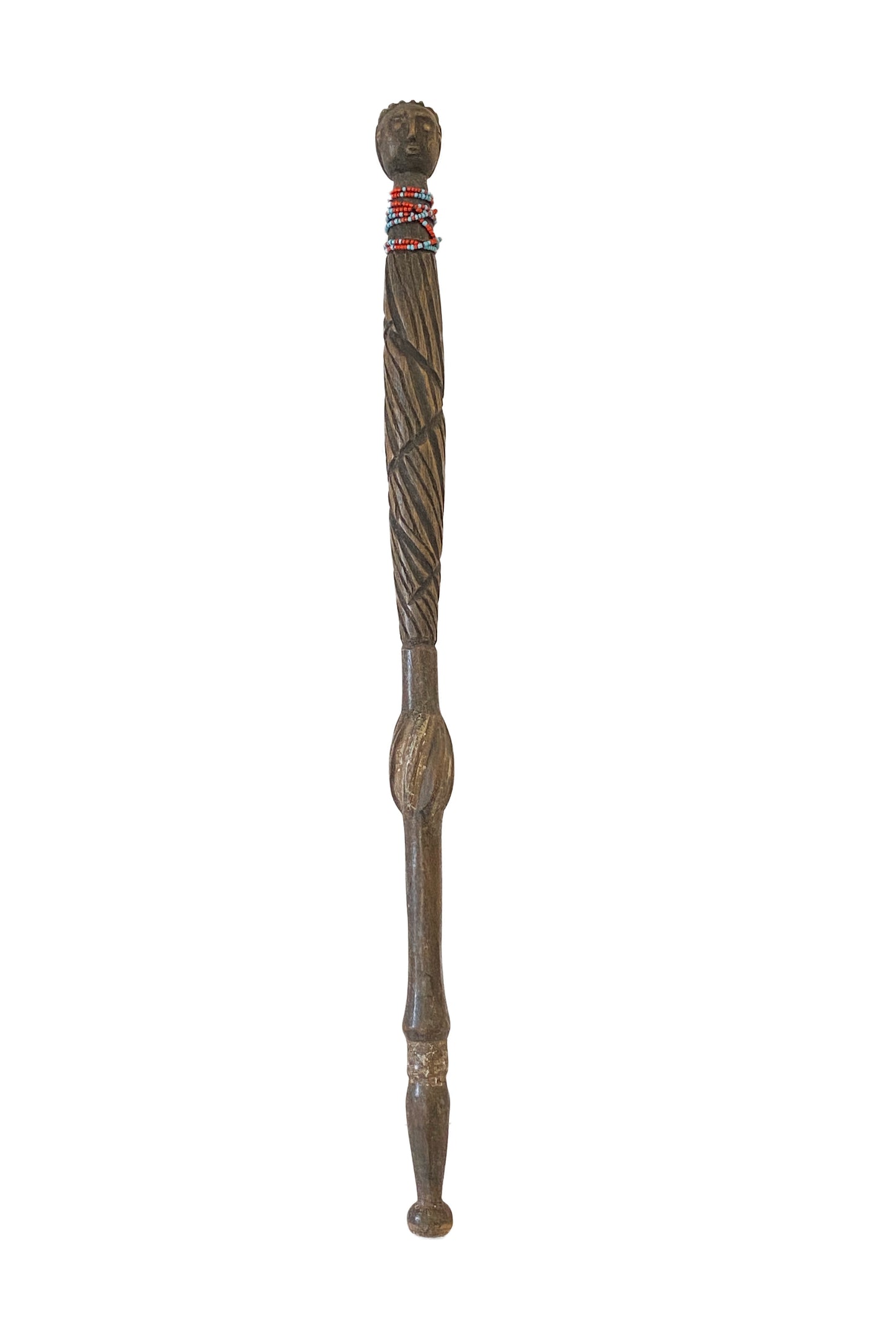 #3485 African Old Bassa Leader Wood Stick Liberia 22.5" H