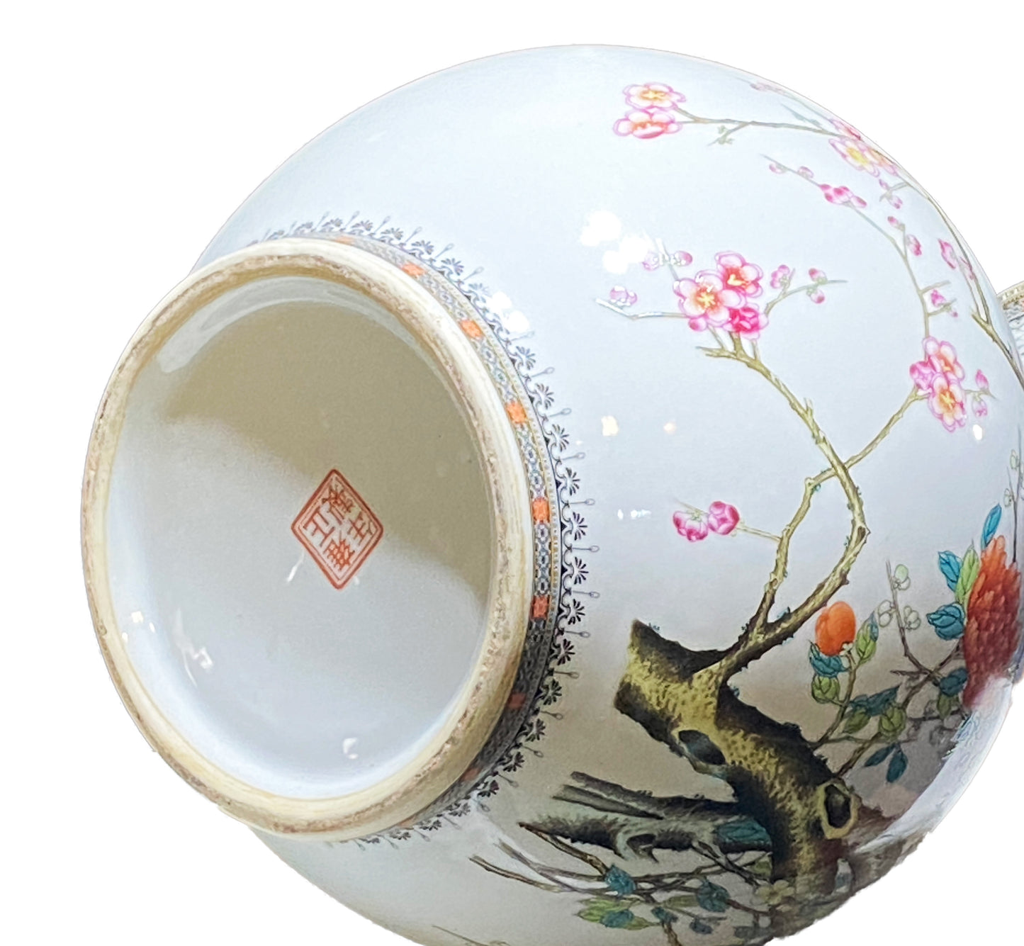 # 3478 Large Chinoiserie  Porcelain Onion Shaped Vase 22.5" H