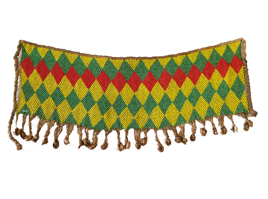#3520 Ceremonial Skirt Kirdi Beaded Cache Sex Pikuran Cameroon 18.25" W by 7.5"H