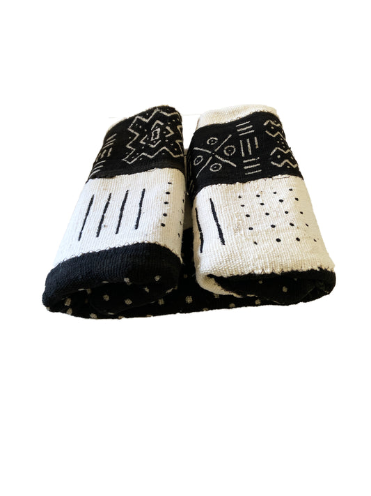 African Bogolan Black & White Mud Cloth Textile # 3079