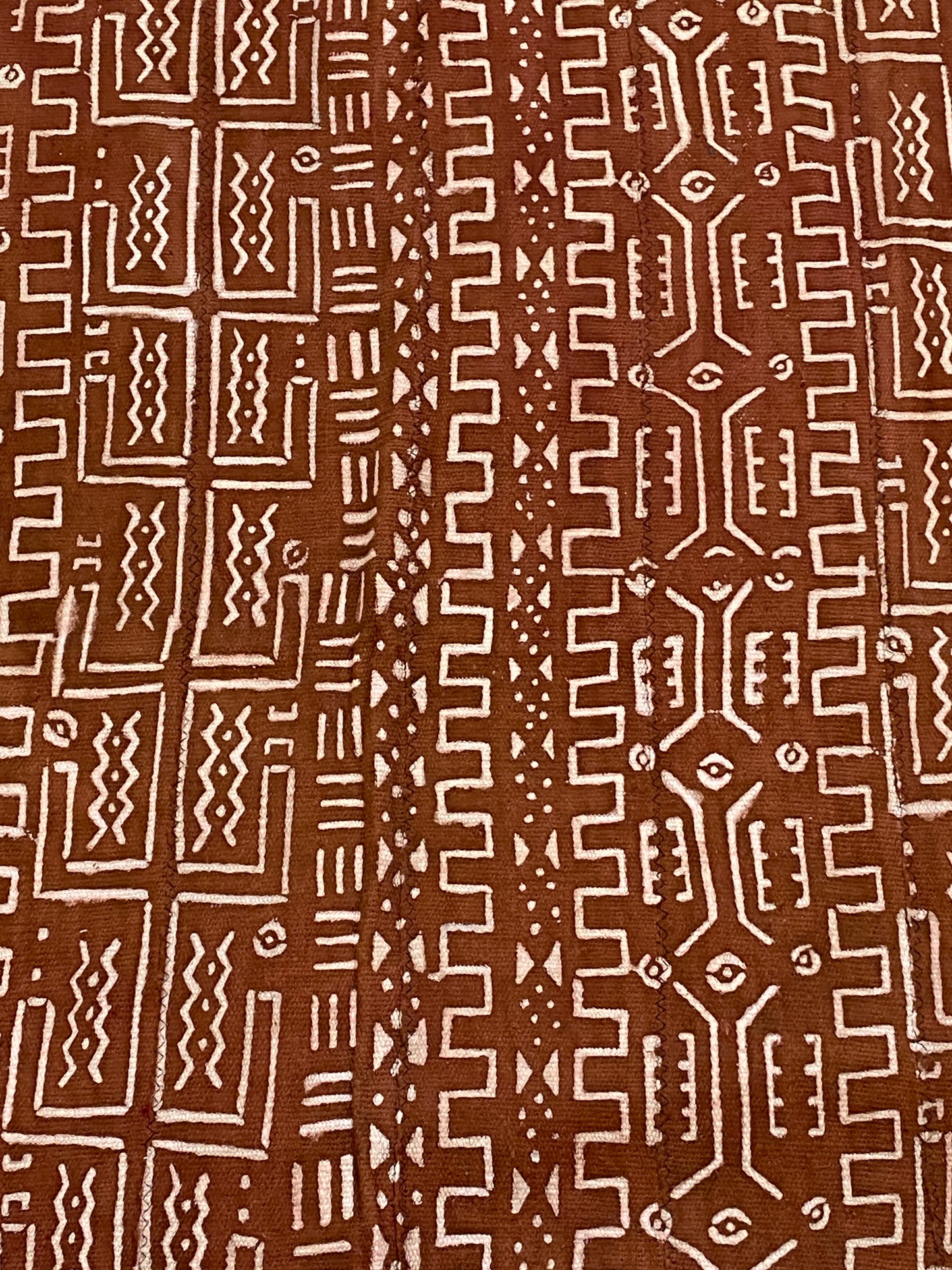 #3774 African  Brown & White Mud Cloth Textile Mali 38" by 65"