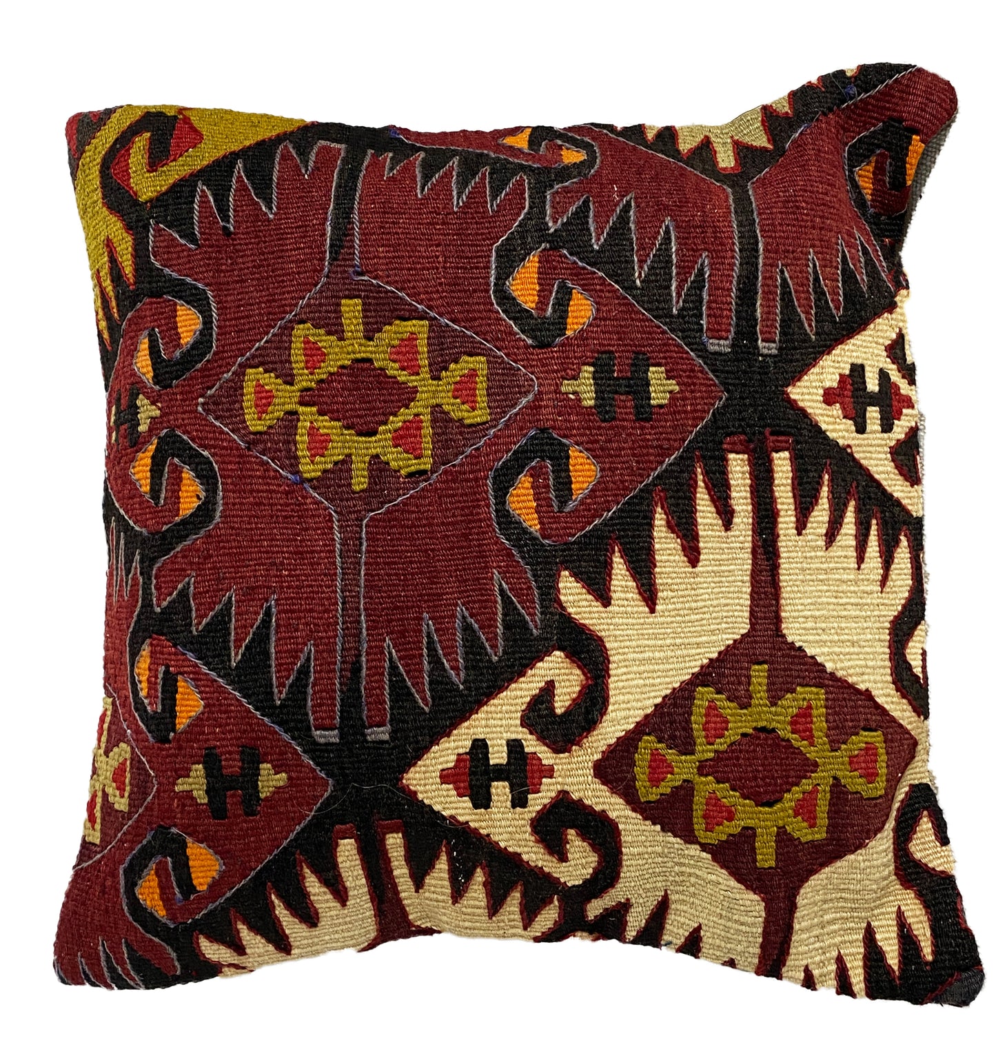 #4194 Superb Old  Tribal Konya Kilim Pillow Cover 16 by 16"