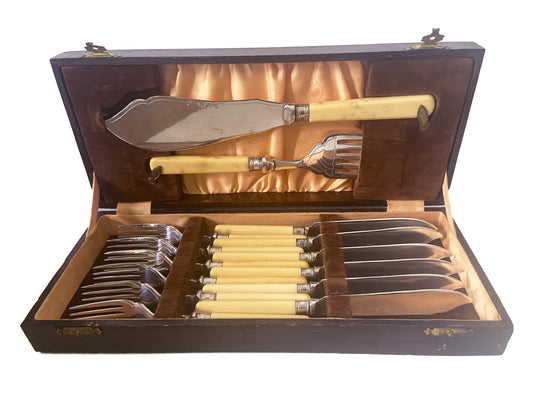 #3605 Epns Engraved Fish Flatware Set for 6