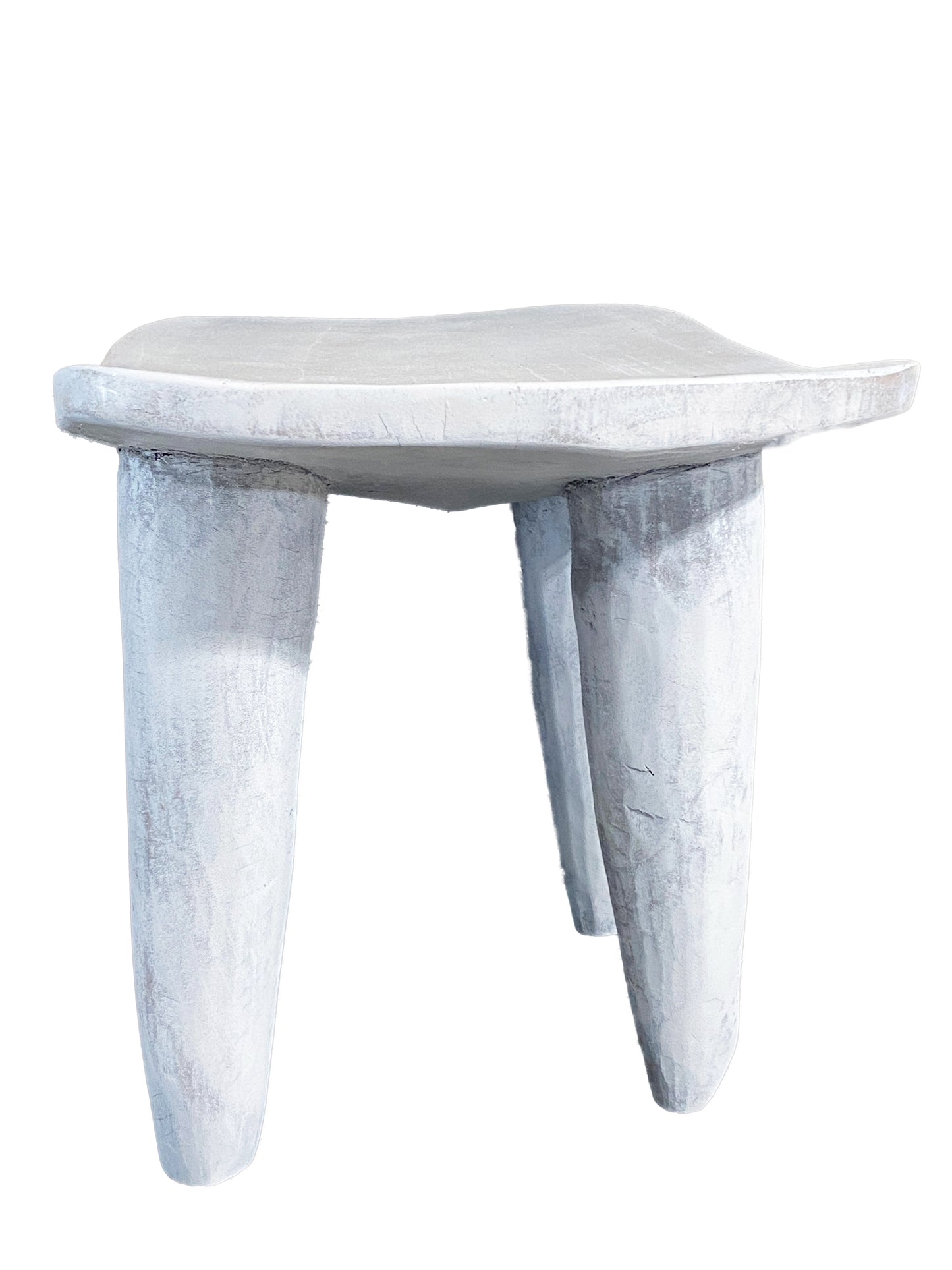 # 4297 African Distressed White Senufo Wood Stool/Table  I . Coast