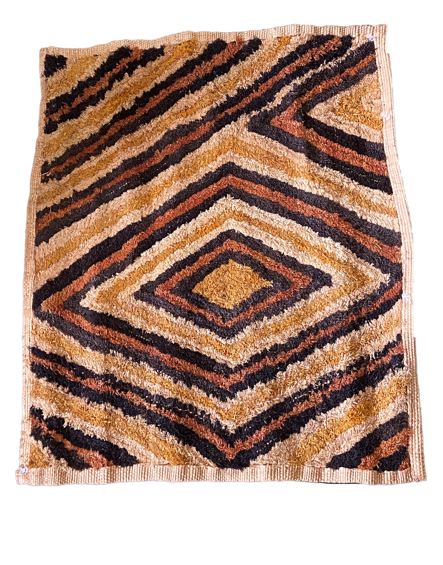 # 2036 Superb African Kuba Kasai Velvet Raffia Textile Zaire 20 "by 23.5