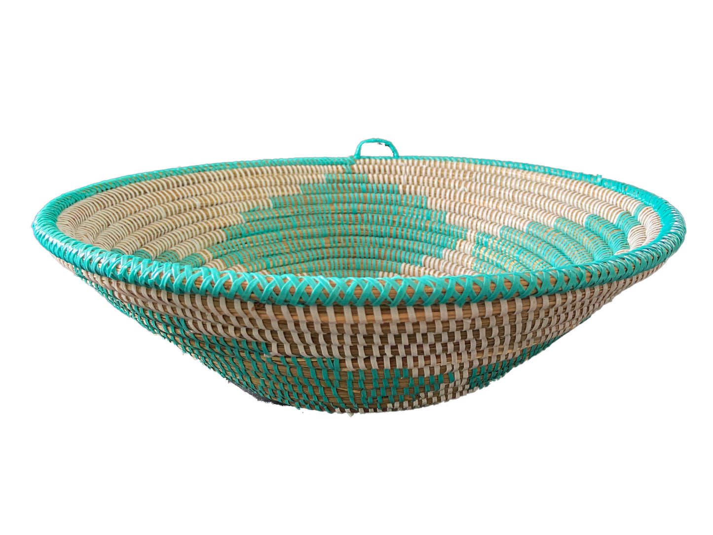 #3545 Lg Handmade Woven Wolof Basket From Senegal 16" in D
