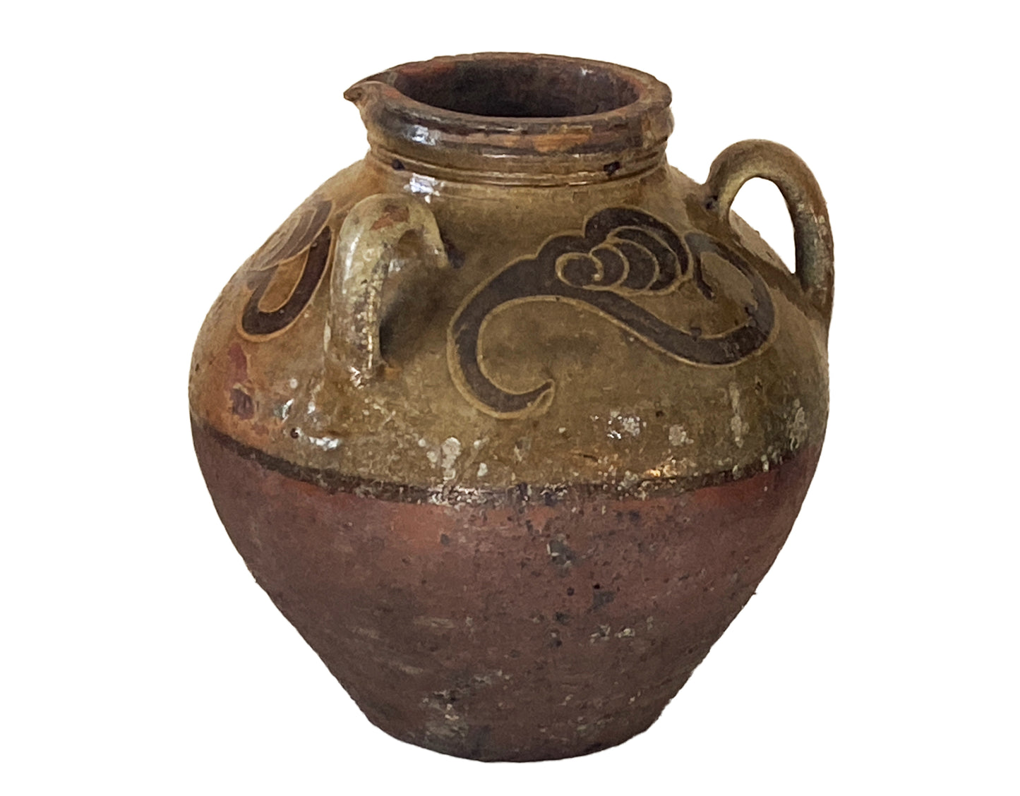 #3455 Old Asian Earthenware Pottery Storage Jar