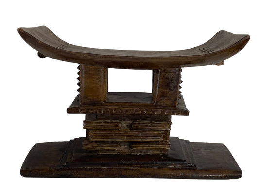 #4284 Superb and Rare Old Ashanti Carved Wood  Royal Stool