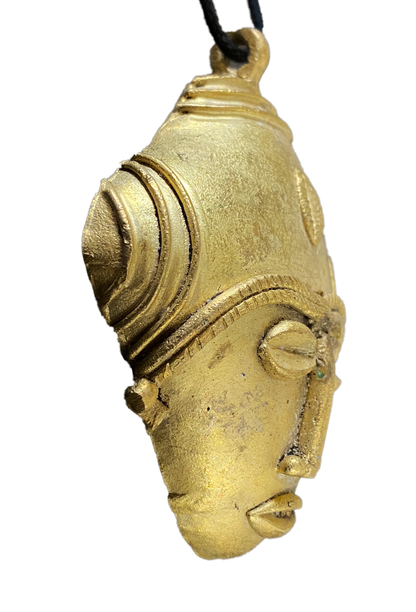 #4335 African Baule Gold Weight Passport/Pendant Bronze Mask 3.5" h