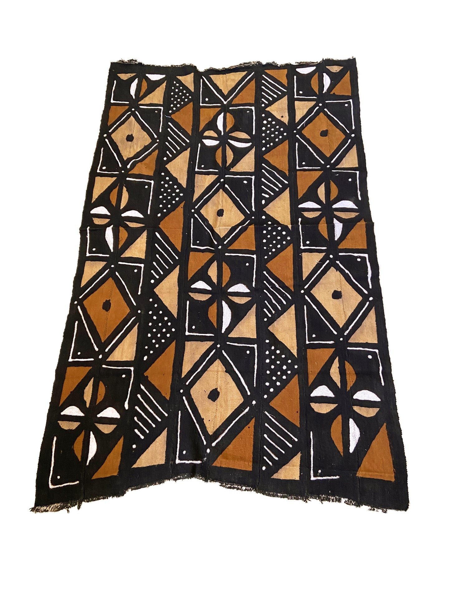 African Brown/Mustard/Black/White Mud Cloth Mali  40" By 67" #3575