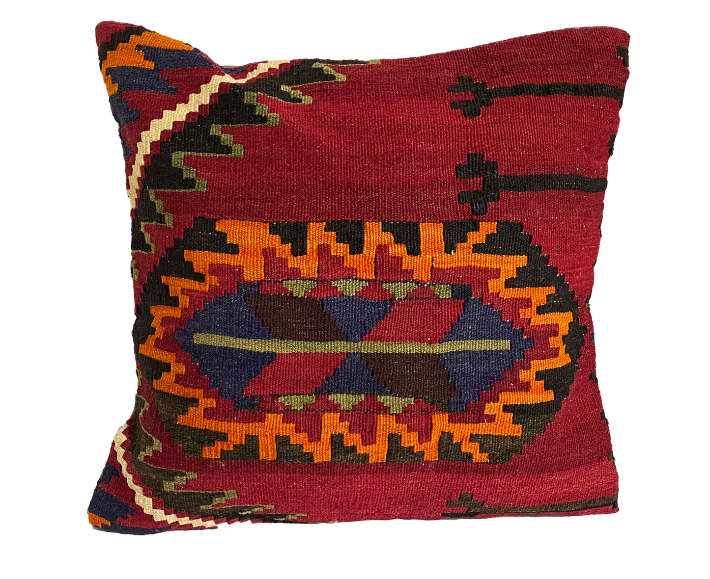 #4352 Superb Old  Tribal Turkish Kilim Pillow Cover 16 by 16"