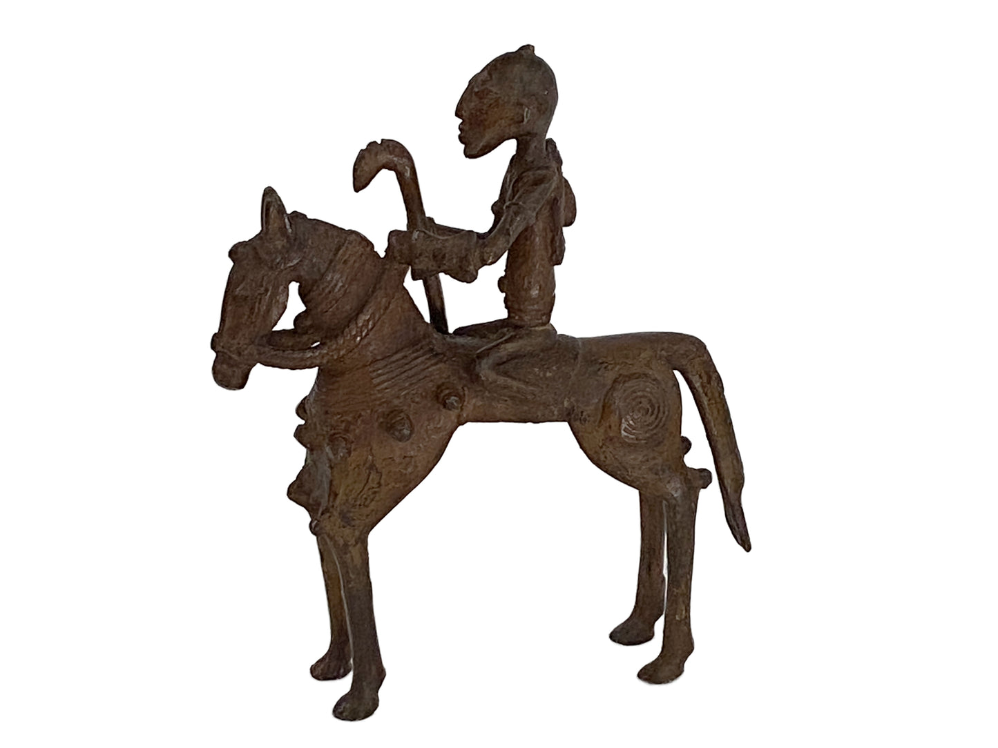 # 3804  Superb African Dogon Bronze Horseman 8.5" H