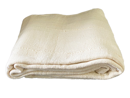 #3882  LG African Plain White Mud Cloth /Blanket Bogolan Textile Mali 61" by 98"