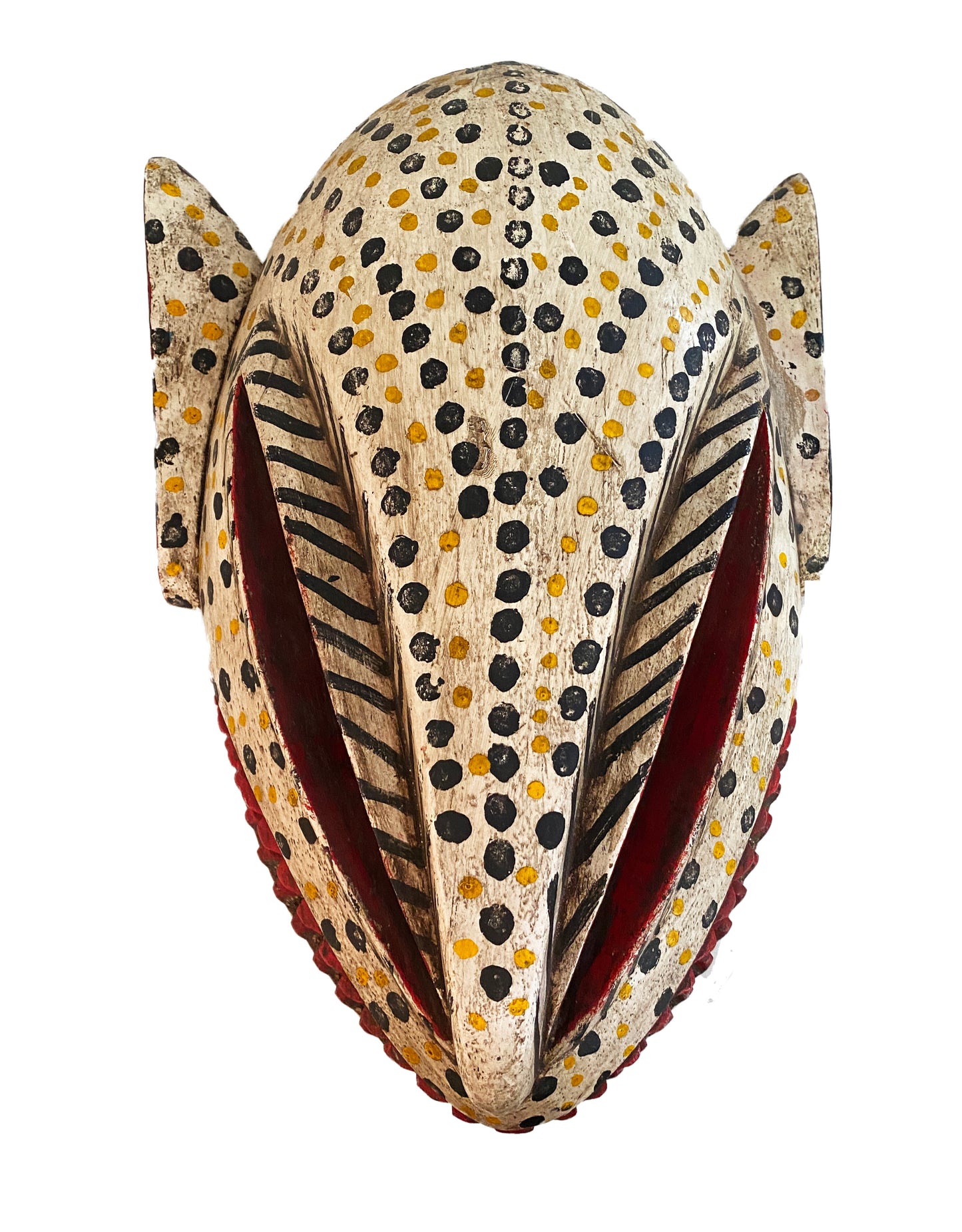 #3429 African Lg Old Colorful  Leopard Mask Bozo Bamana 15" H