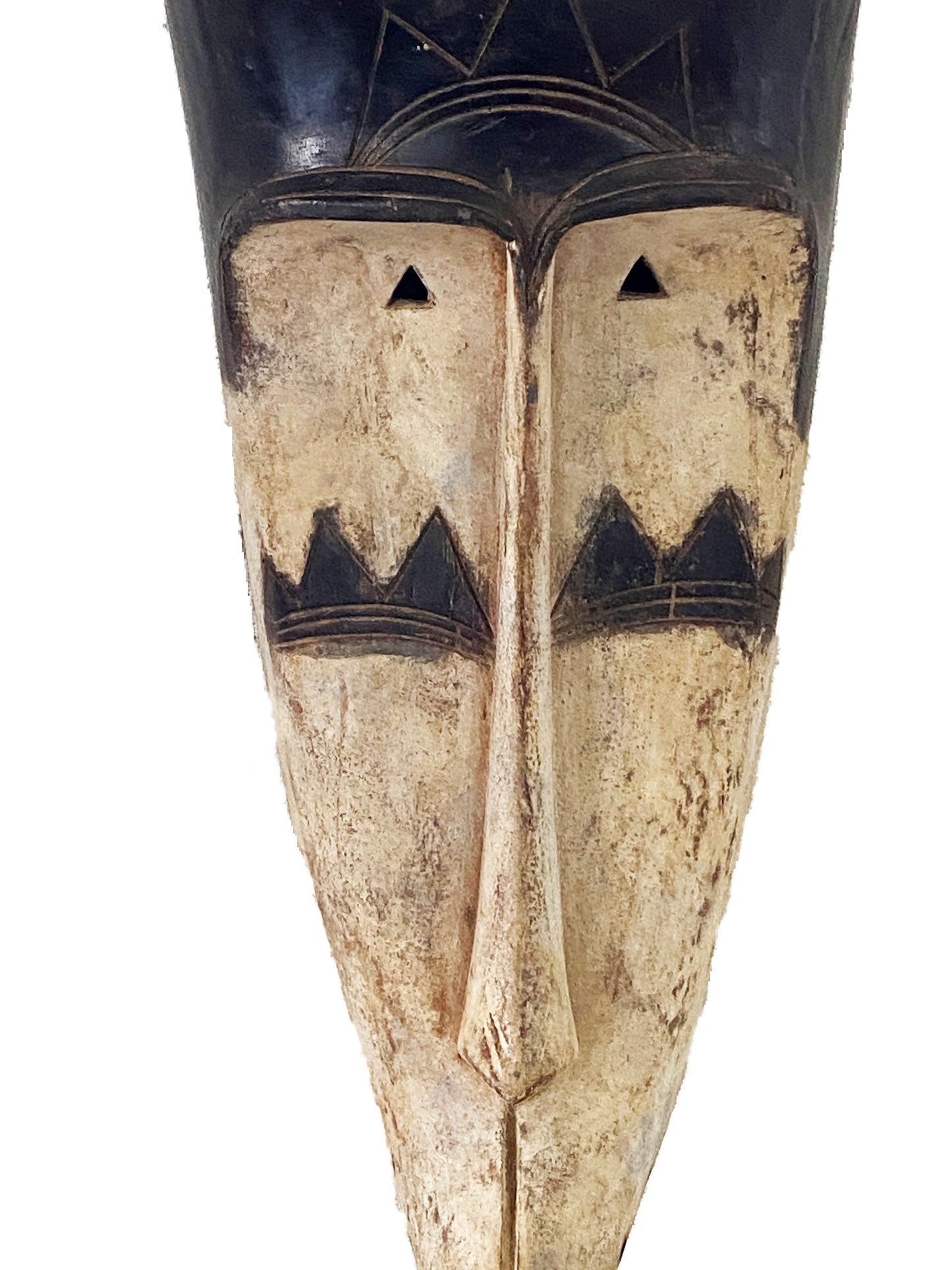 #3329 Lg Fang Mask Elongated Face Gabon African Mask 32.5" H