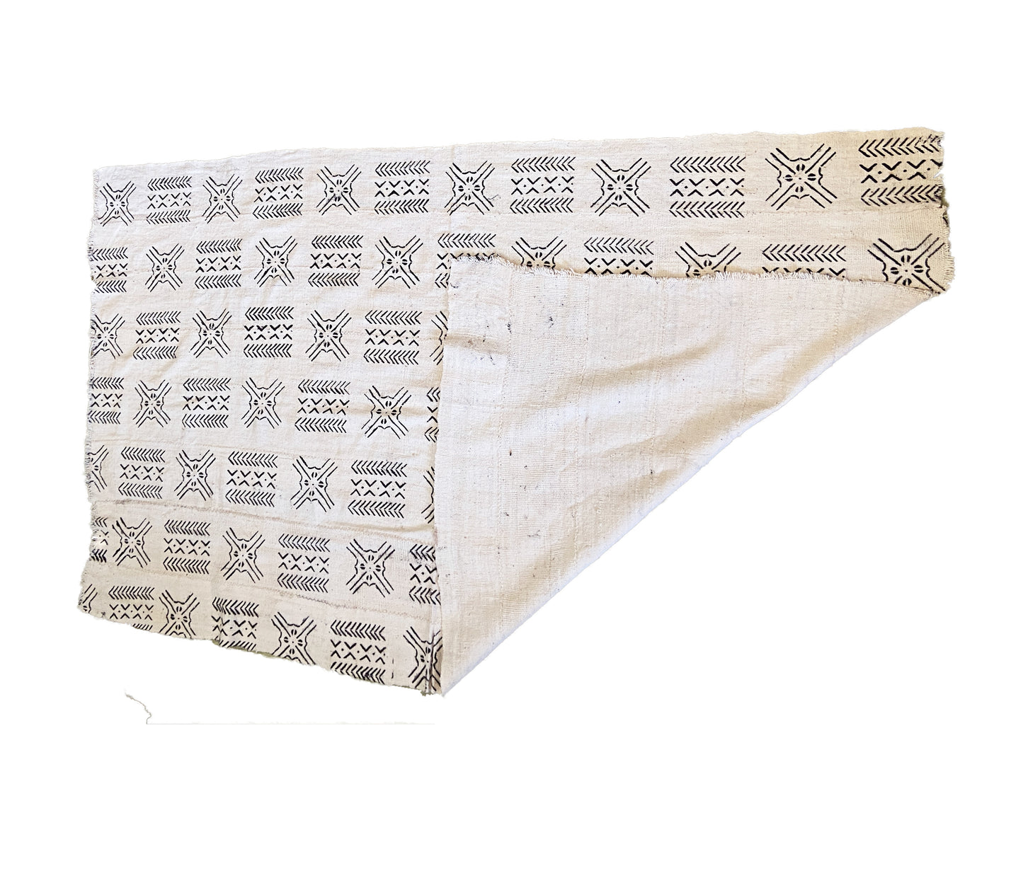 African Bogolan Black & White Mud Cloth Textile # 3080
