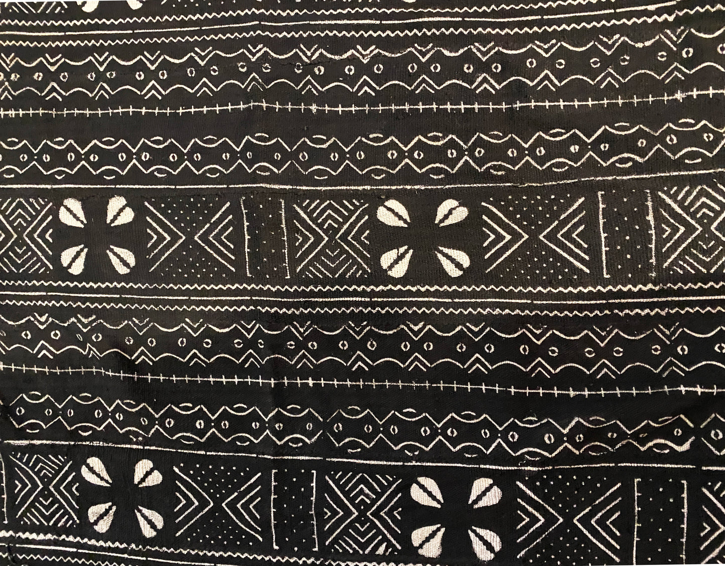 African Black and White Mud Cloth Textile Mali 43" by 64" #3681