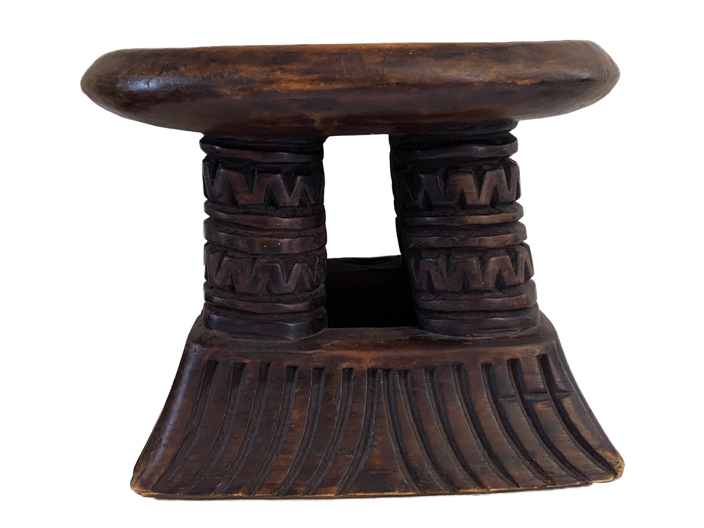 # 3923 Rare & Old Wooden African Stool Bamun Cameroon 9" H