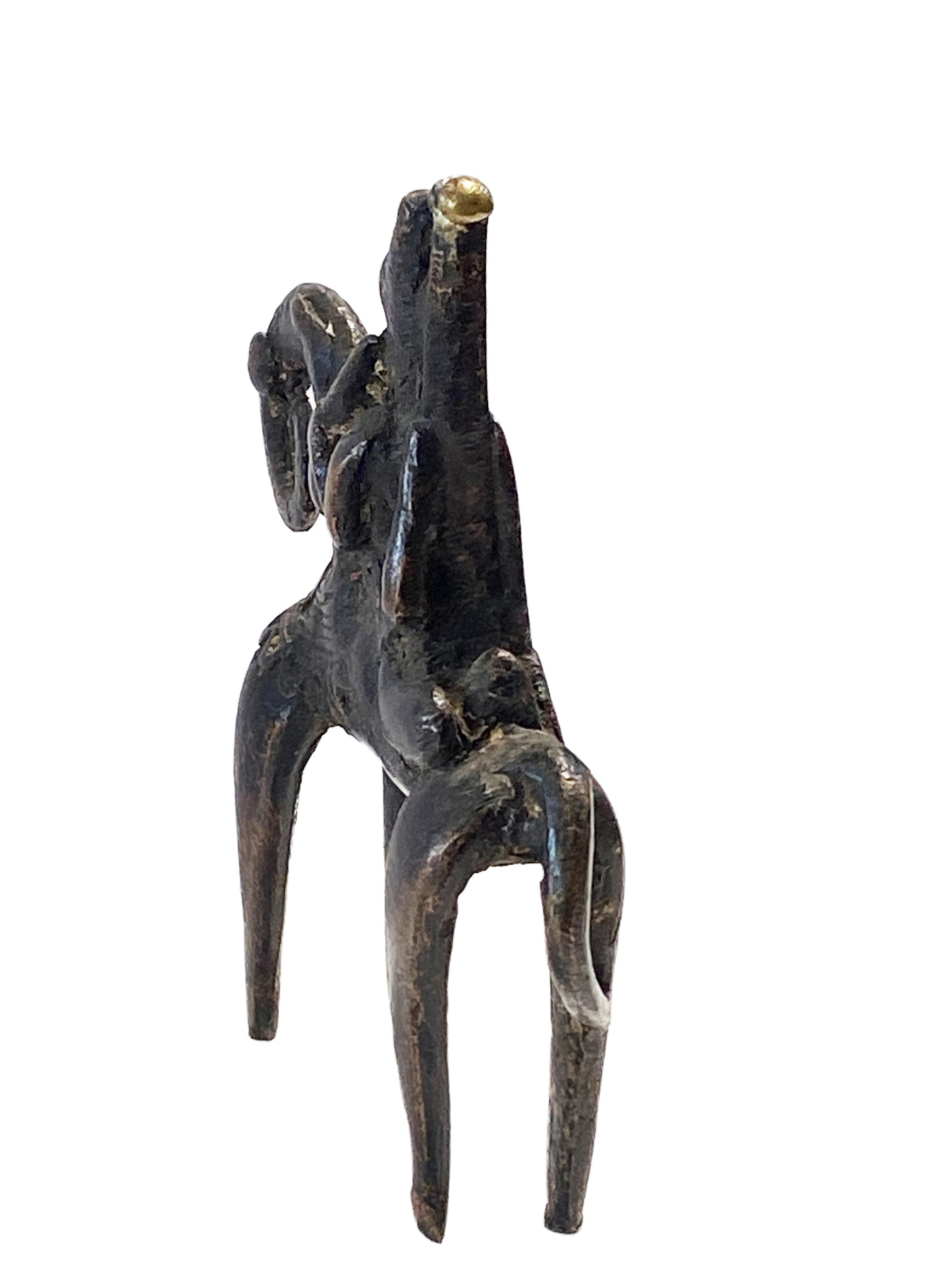 #4158B  African Dogon Bronze Horseman W/Companion Mali
