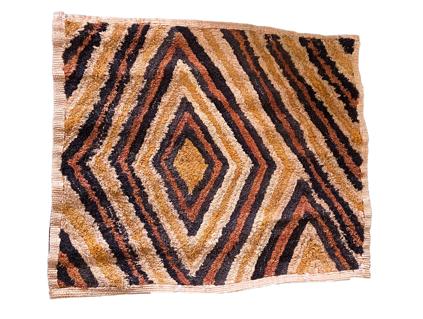 # 2036 Superb African Kuba Kasai Velvet Raffia Textile Zaire 20 "by 23.5