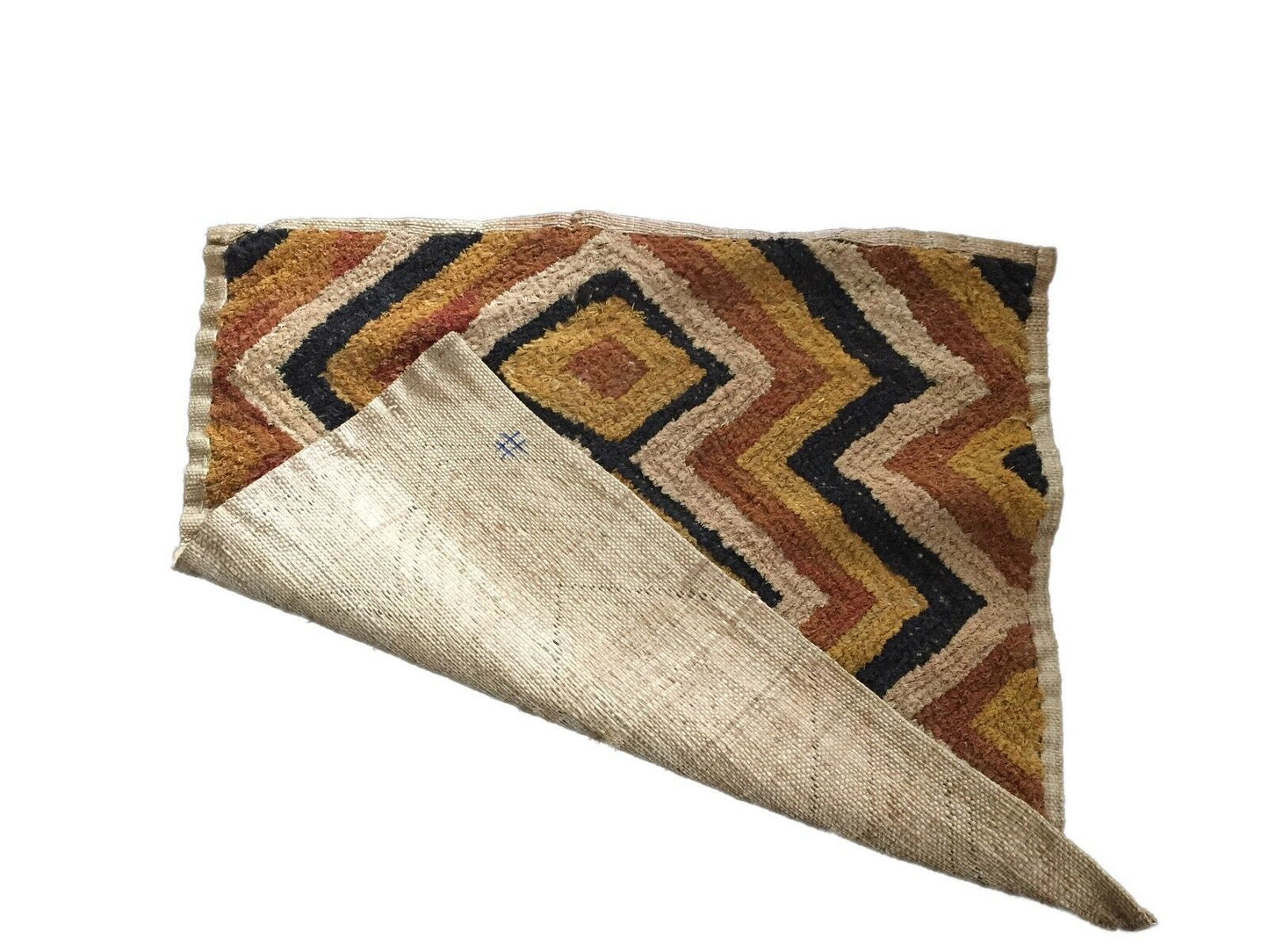 #1590 Superb African Kuba Kasai Velvet Raffia Textile Zaire 24.5 "by 22.25"